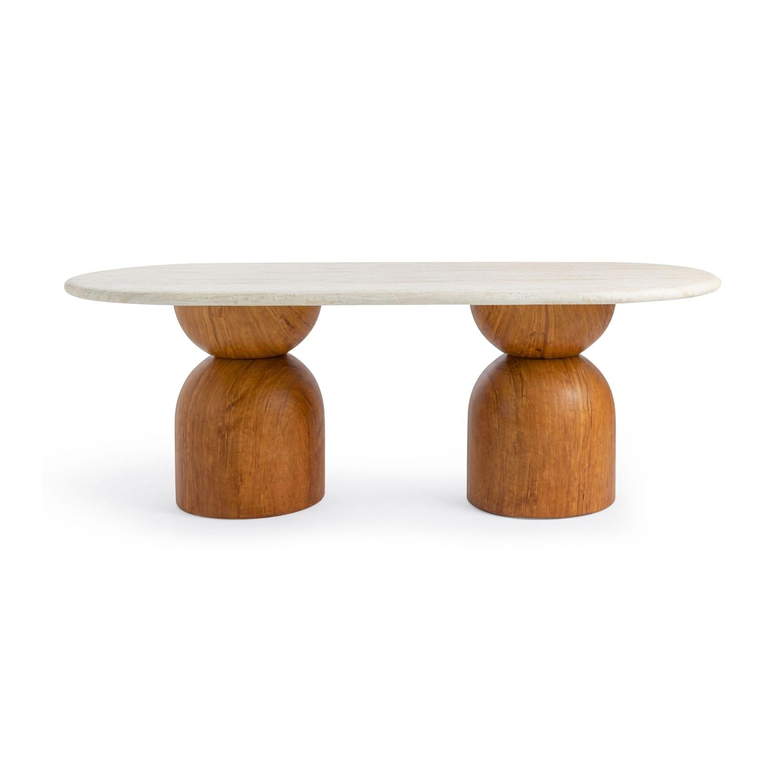 TOV Furniture Cynthia Faux Travertine Concrete Indoor / Outdoor Dining Table