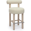 TOV Furniture Carmel Cream Performance Boucle and Solid Wood Counter Stool
