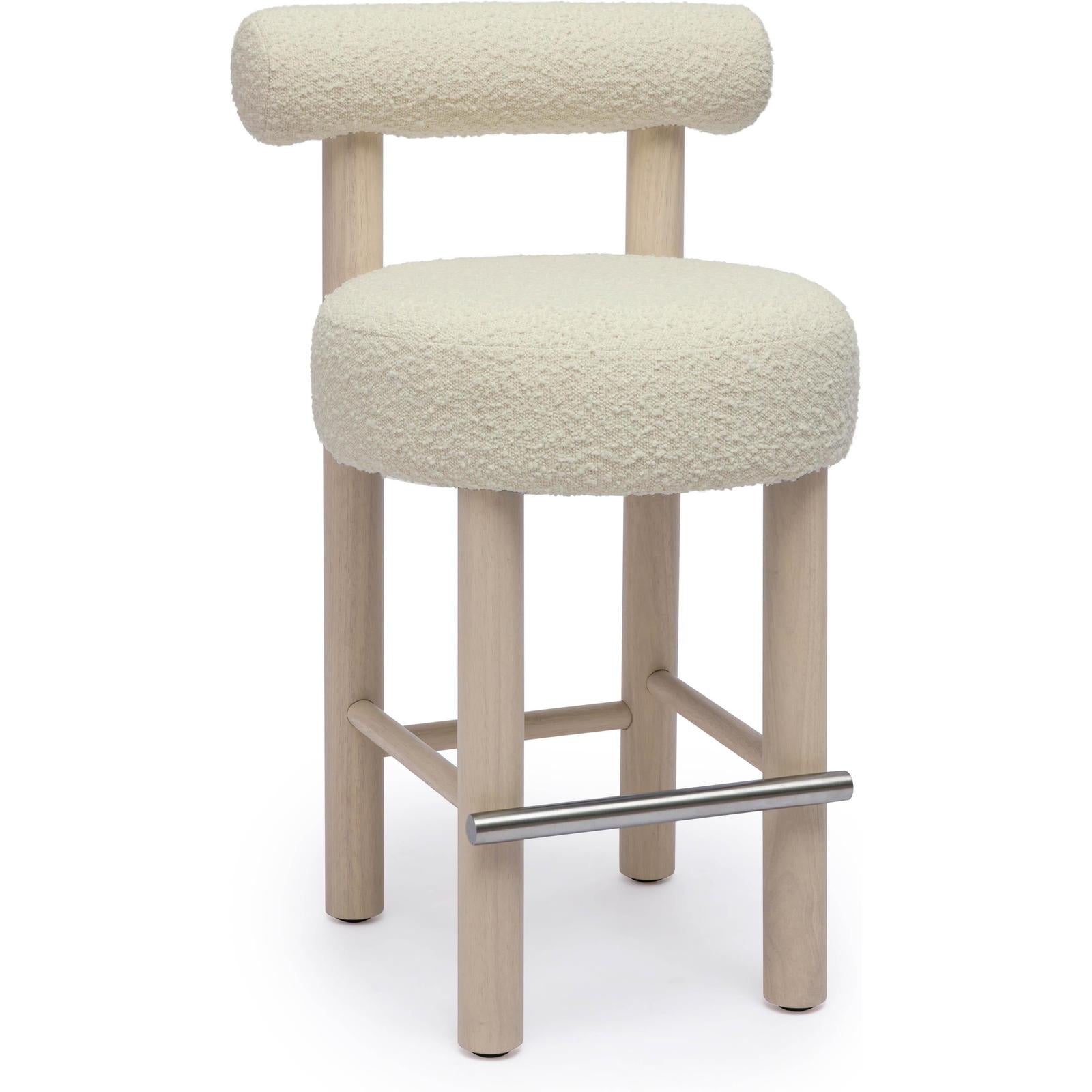TOV Furniture Carmel Cream Performance Boucle and Solid Wood Counter Stool