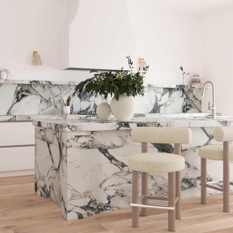 TOV Furniture Carmel Cream Performance Boucle and Solid Wood Counter Stool