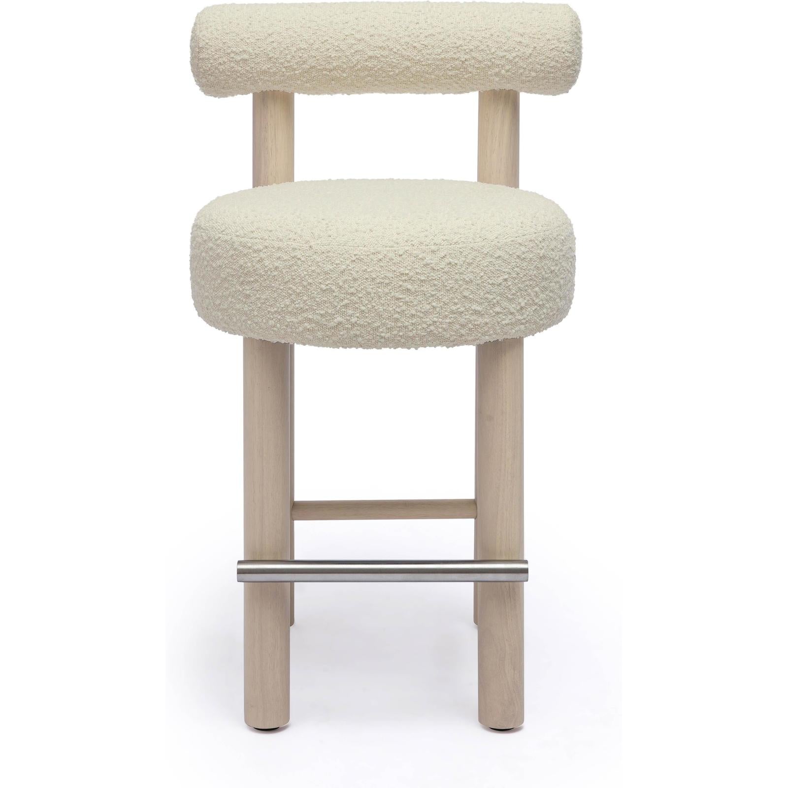 TOV Furniture Carmel Cream Performance Boucle and Solid Wood Counter Stool