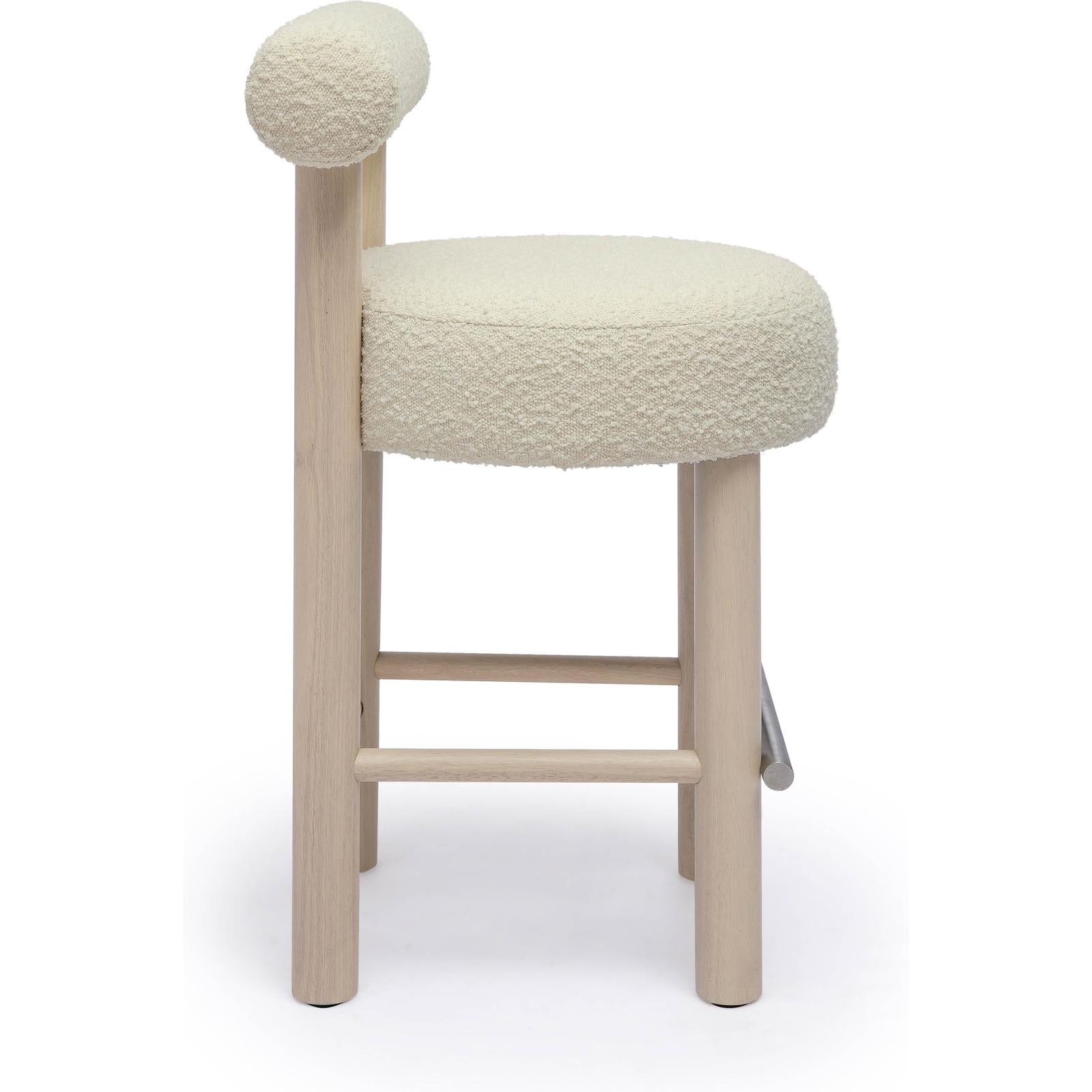 TOV Furniture Carmel Cream Performance Boucle and Solid Wood Counter Stool