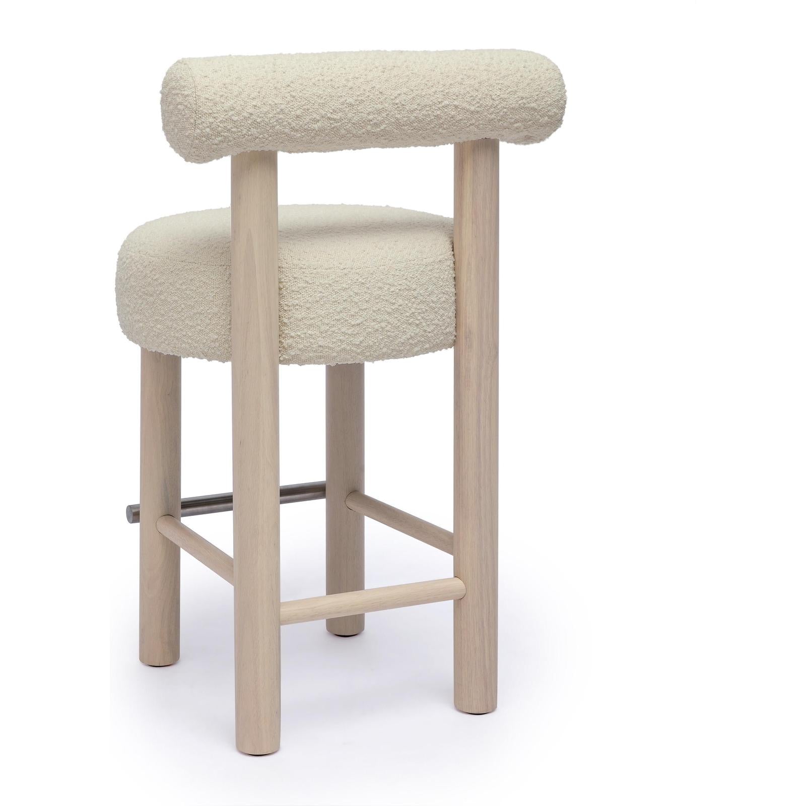 TOV Furniture Carmel Cream Performance Boucle and Solid Wood Counter Stool