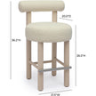 TOV Furniture Carmel Cream Performance Boucle and Solid Wood Counter Stool