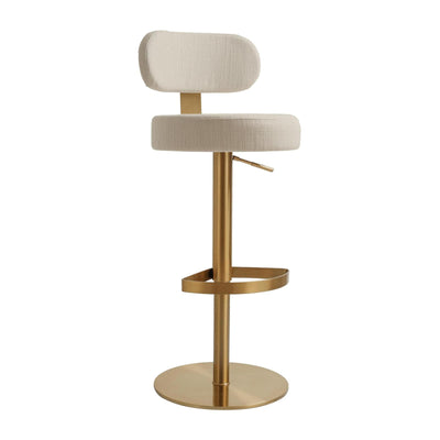 TOV Furniture Primrose Cream Textured Performance Fabric Adjustable Stool