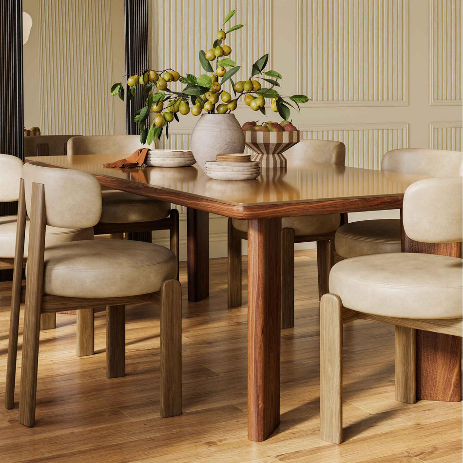 TOV Furniture Oani Walnut and Glass Rectangular Dining Table