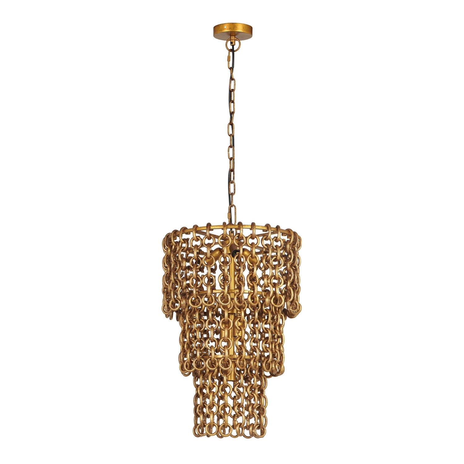 TOV Furniture Nirsa Brass Chain Link 3-Tier Chandelier