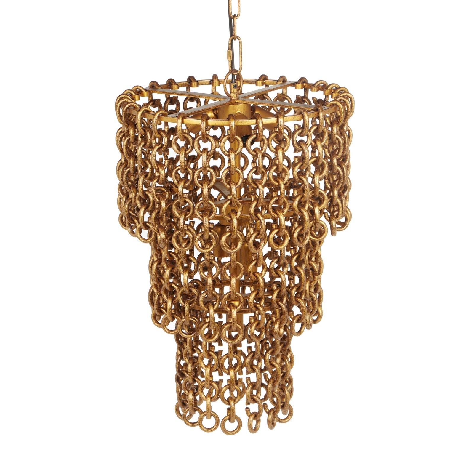 TOV Furniture Nirsa Brass Chain Link 3-Tier Chandelier