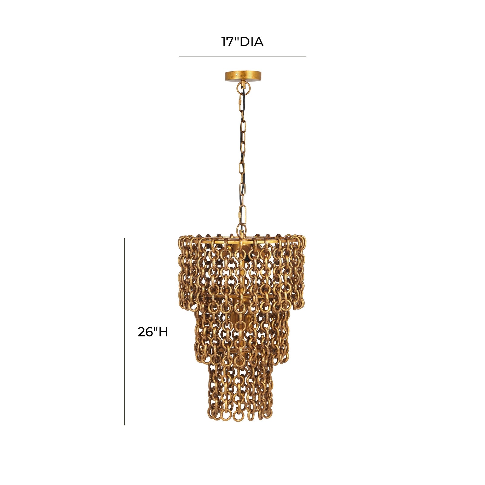 TOV Furniture Nirsa Brass Chain Link 3-Tier Chandelier