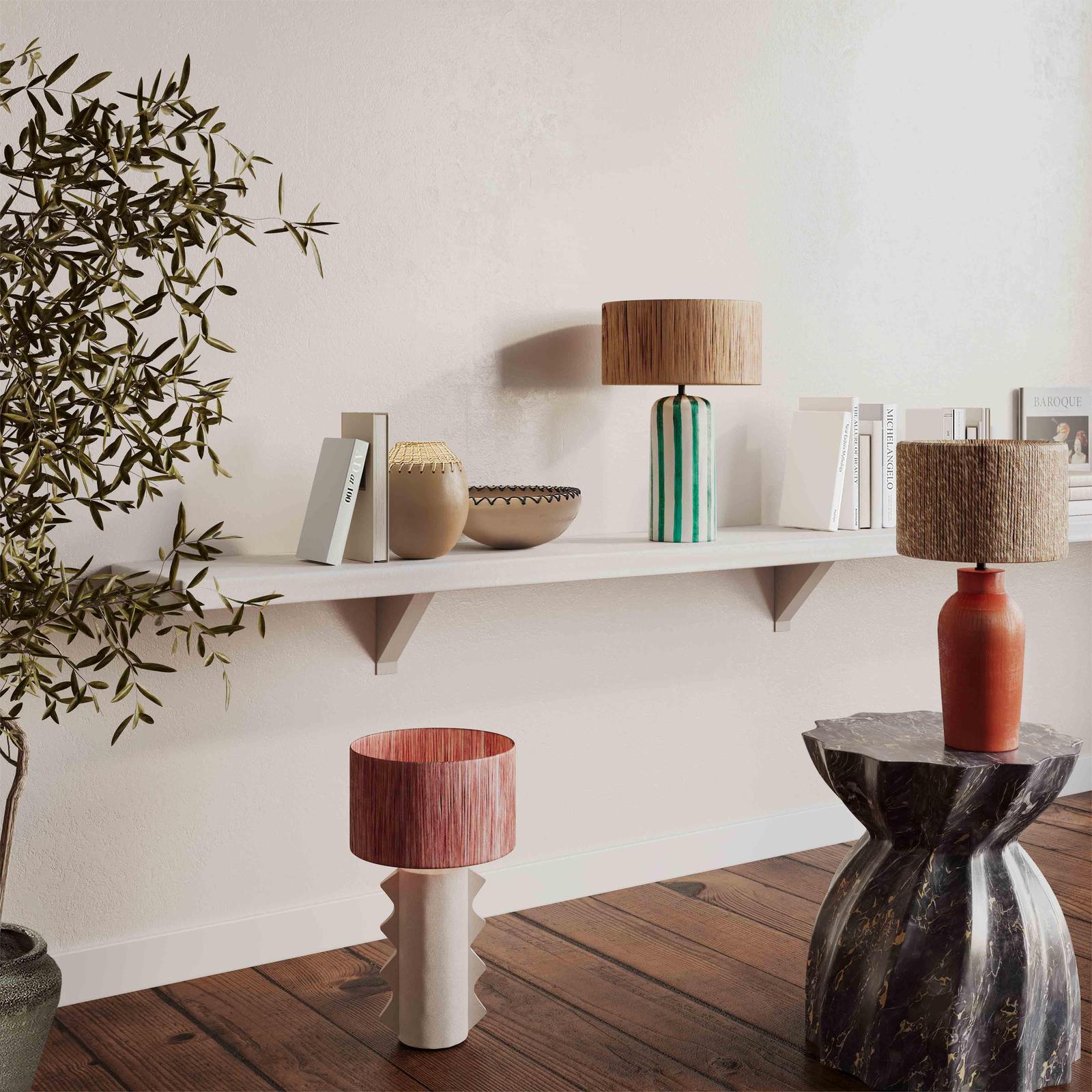 TOV Furniture Ravello Green Striped Papier Mache Table Lamp