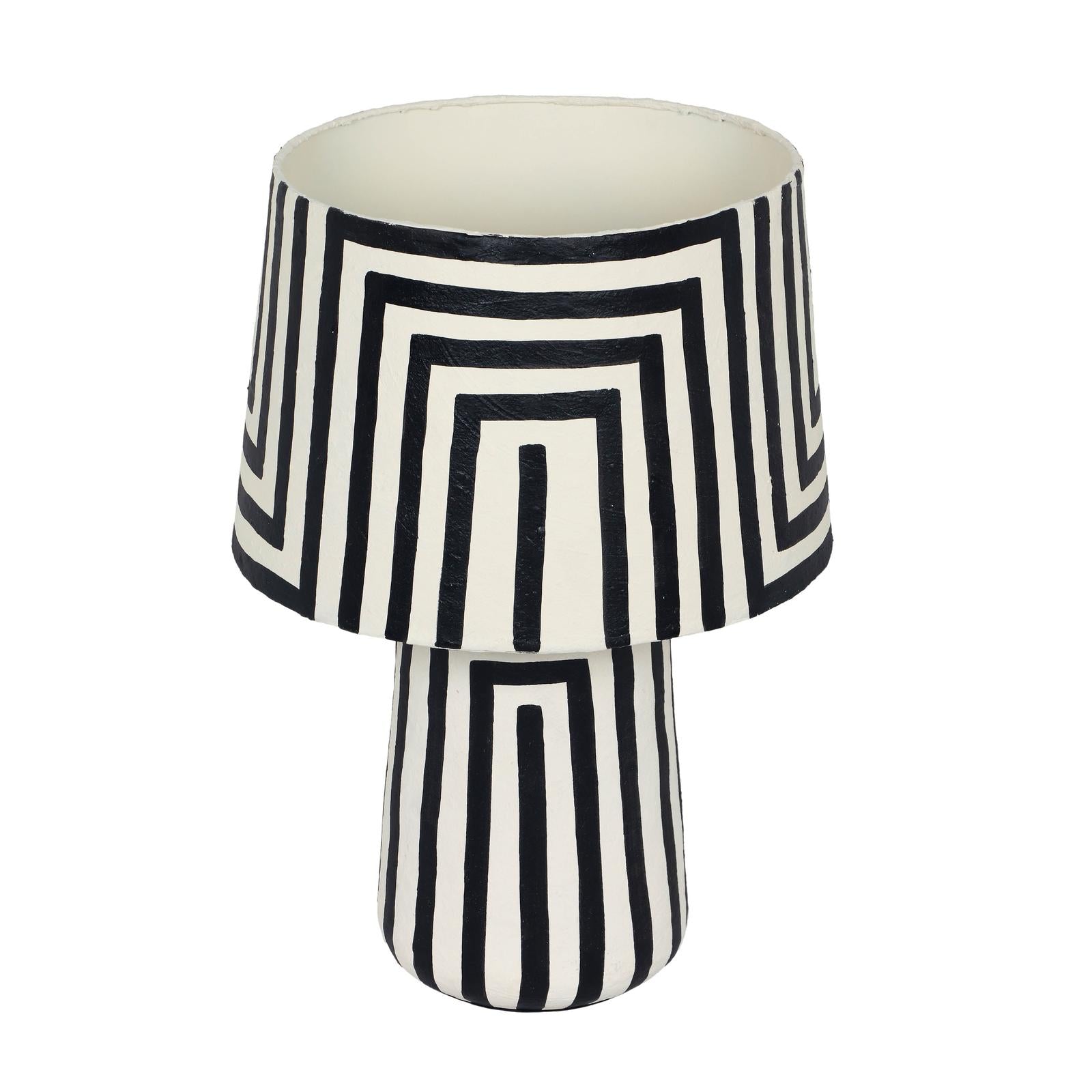 TOV Furniture Minori Black Striped Papier Mache Table Lamp
