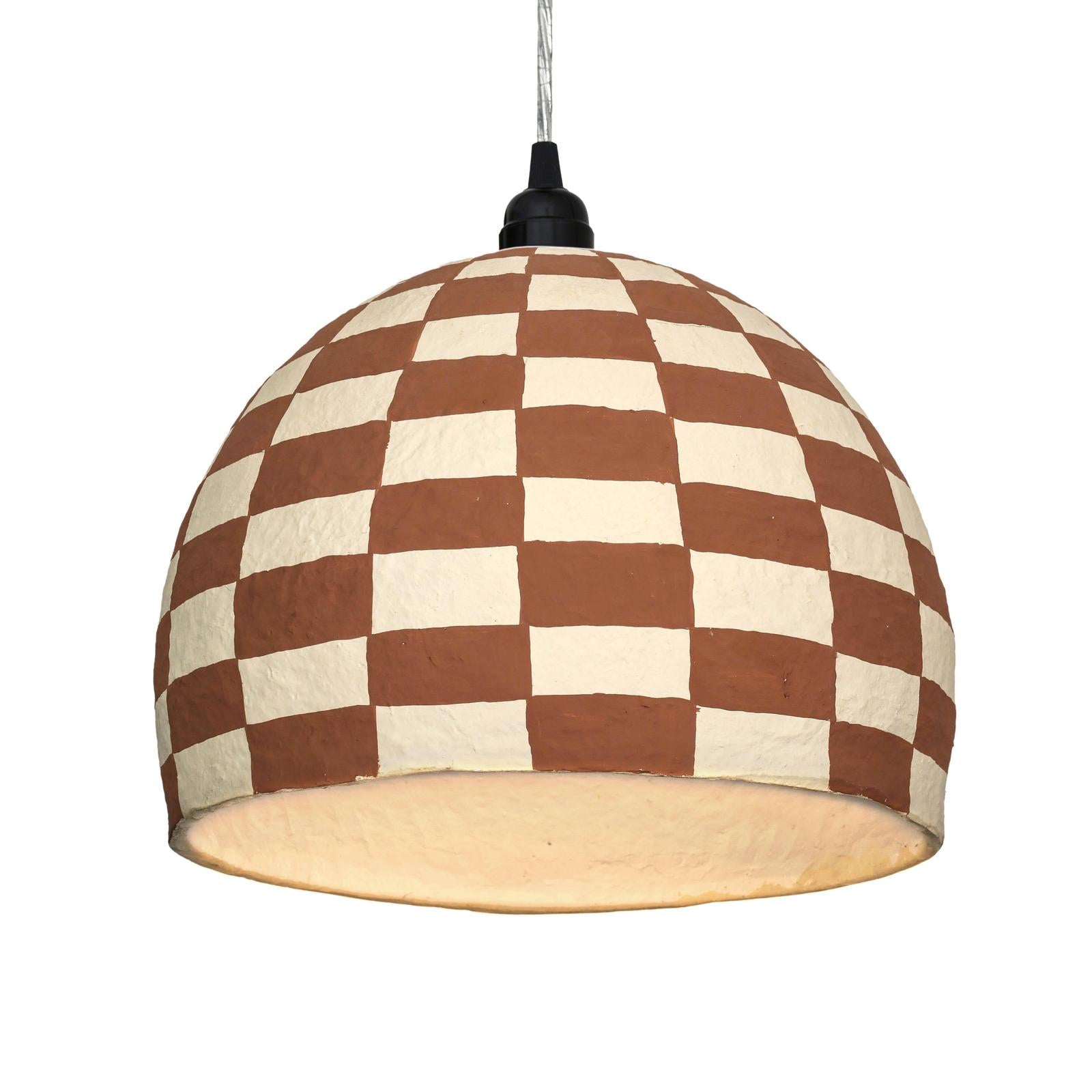 TOV Furniture Taurus White and Terracotta Cotton Mache Pendant Lamp