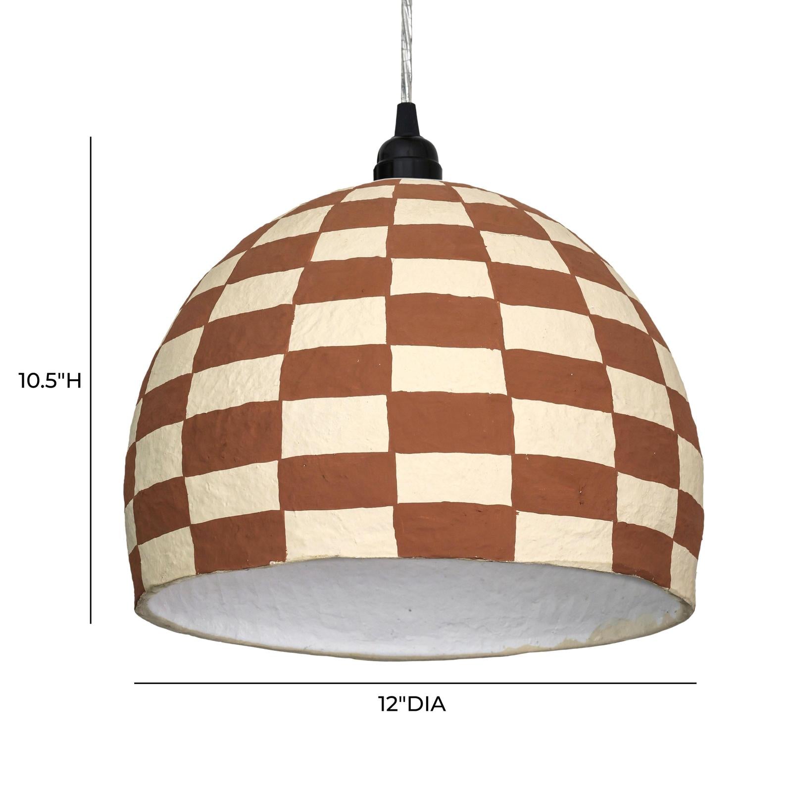 TOV Furniture Taurus White and Terracotta Cotton Mache Pendant Lamp