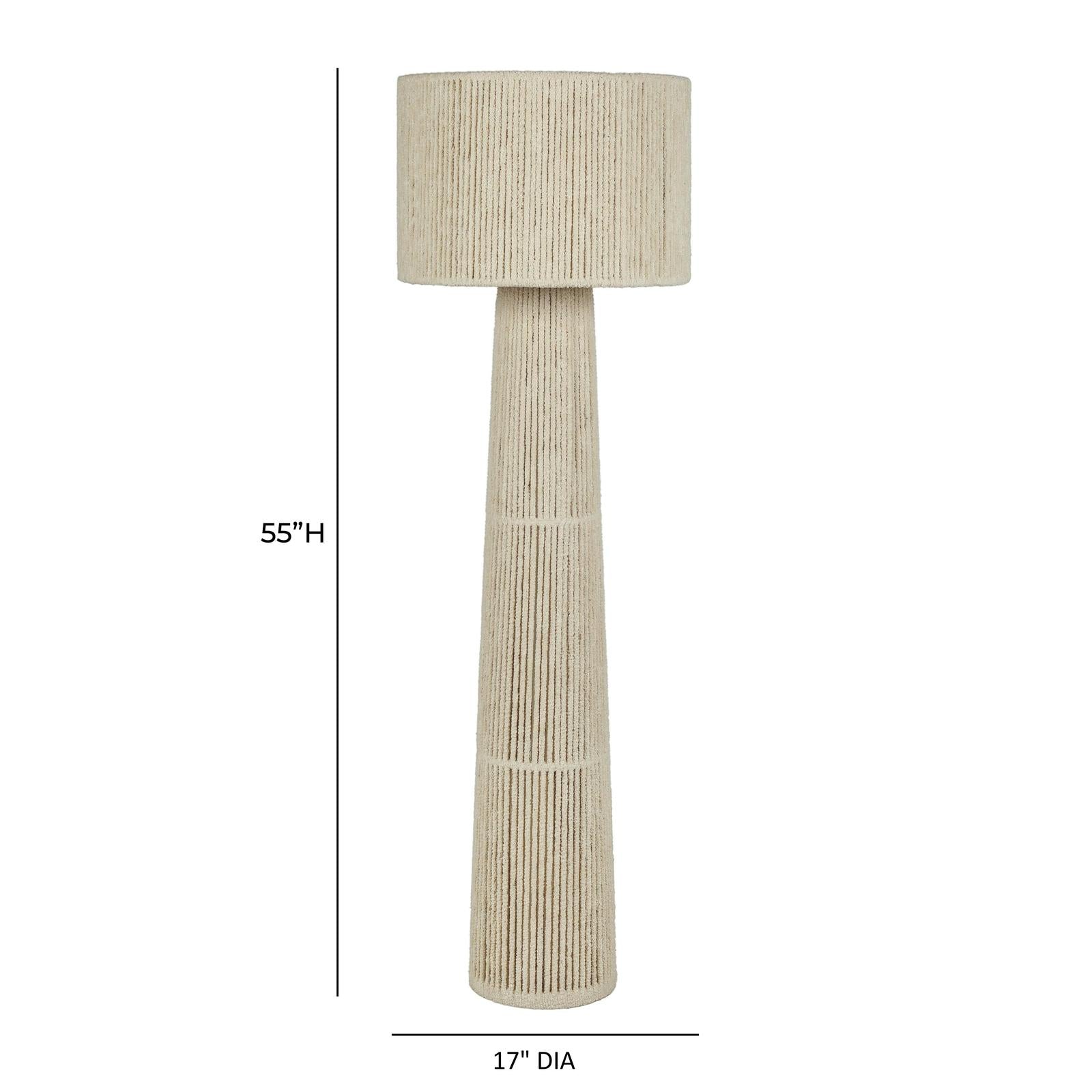 TOV Furniture Tapered Natural Chenille Fiber Floor Lamp