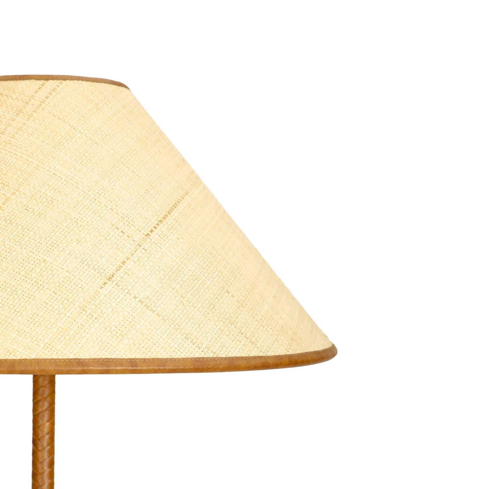 TOV Furniture Keria Natural Vegan Leather and Raffia Contract-Grade Floor Lamp