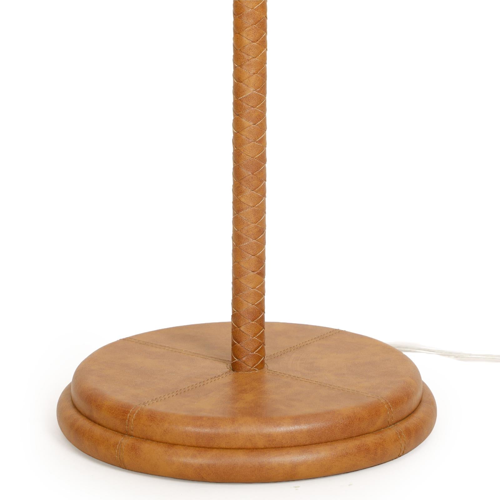 TOV Furniture Keria Natural Vegan Leather and Raffia Contract-Grade Floor Lamp