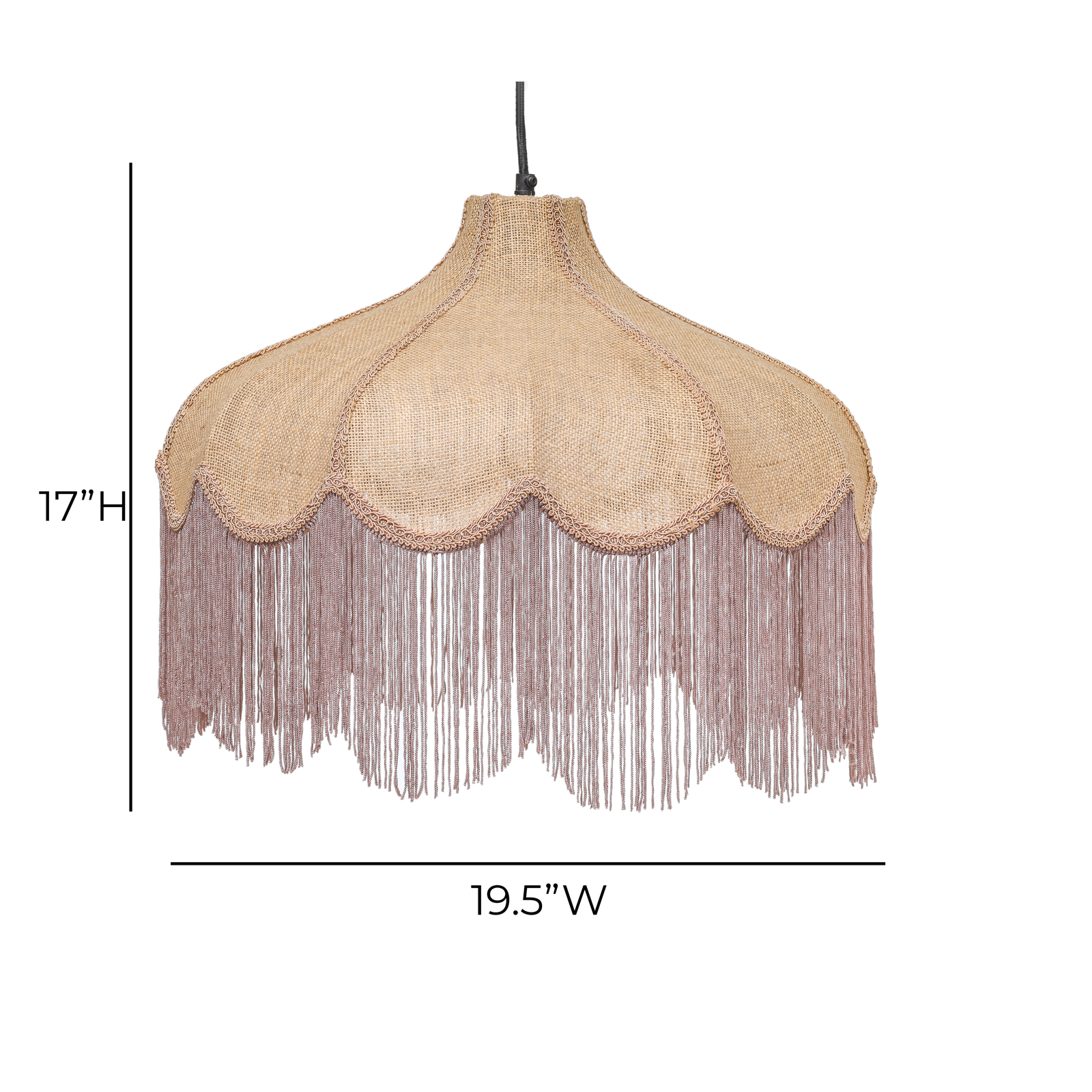 TOV Furniture Buchanan Jute Fringed Scalloped Pendant Light