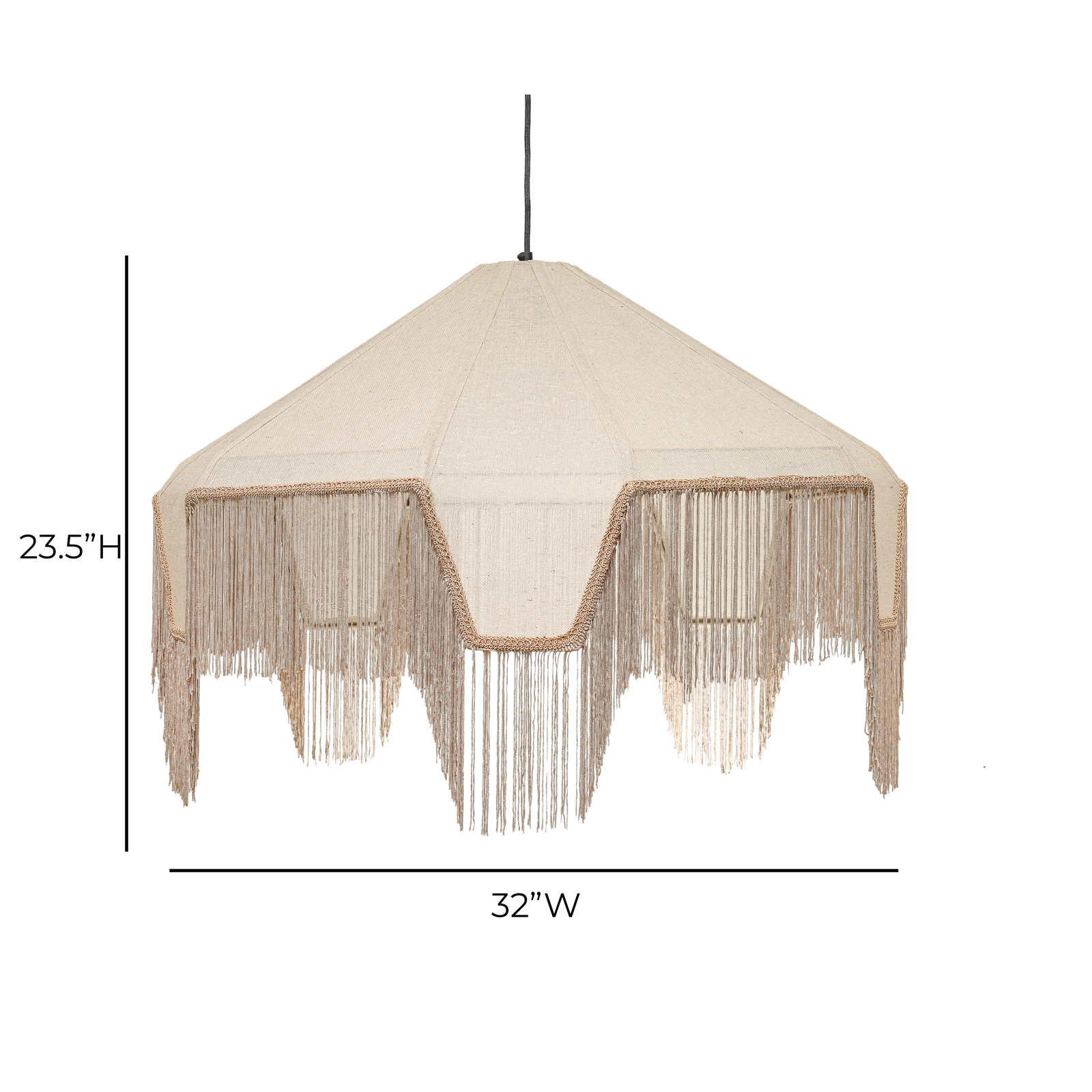 TOV Furniture Buchanan Fabric Fringed Angled Pendant Light