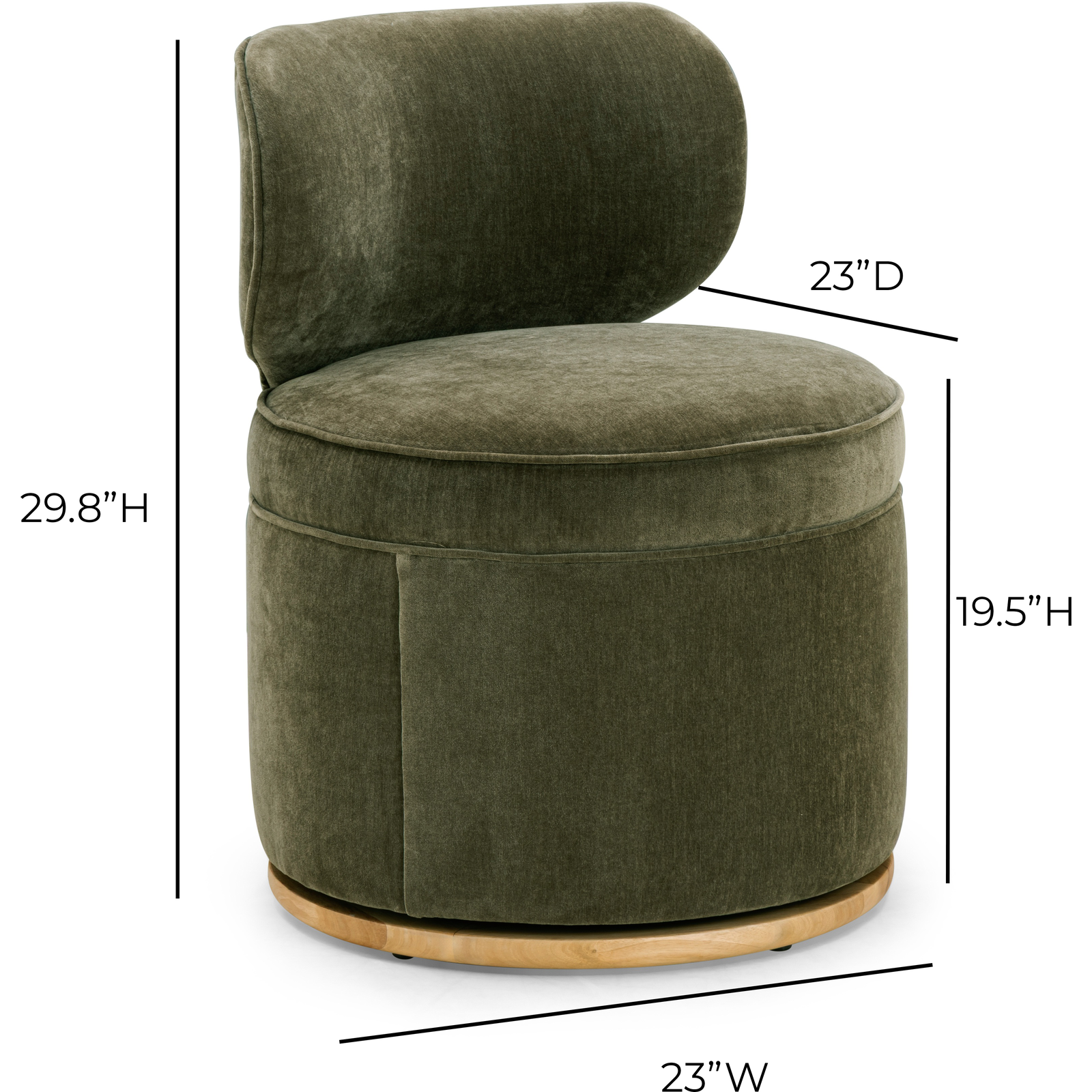 TOV Furniture Amaya Green Upcycled Contract-Grade Chenille Swivel Desk Chair