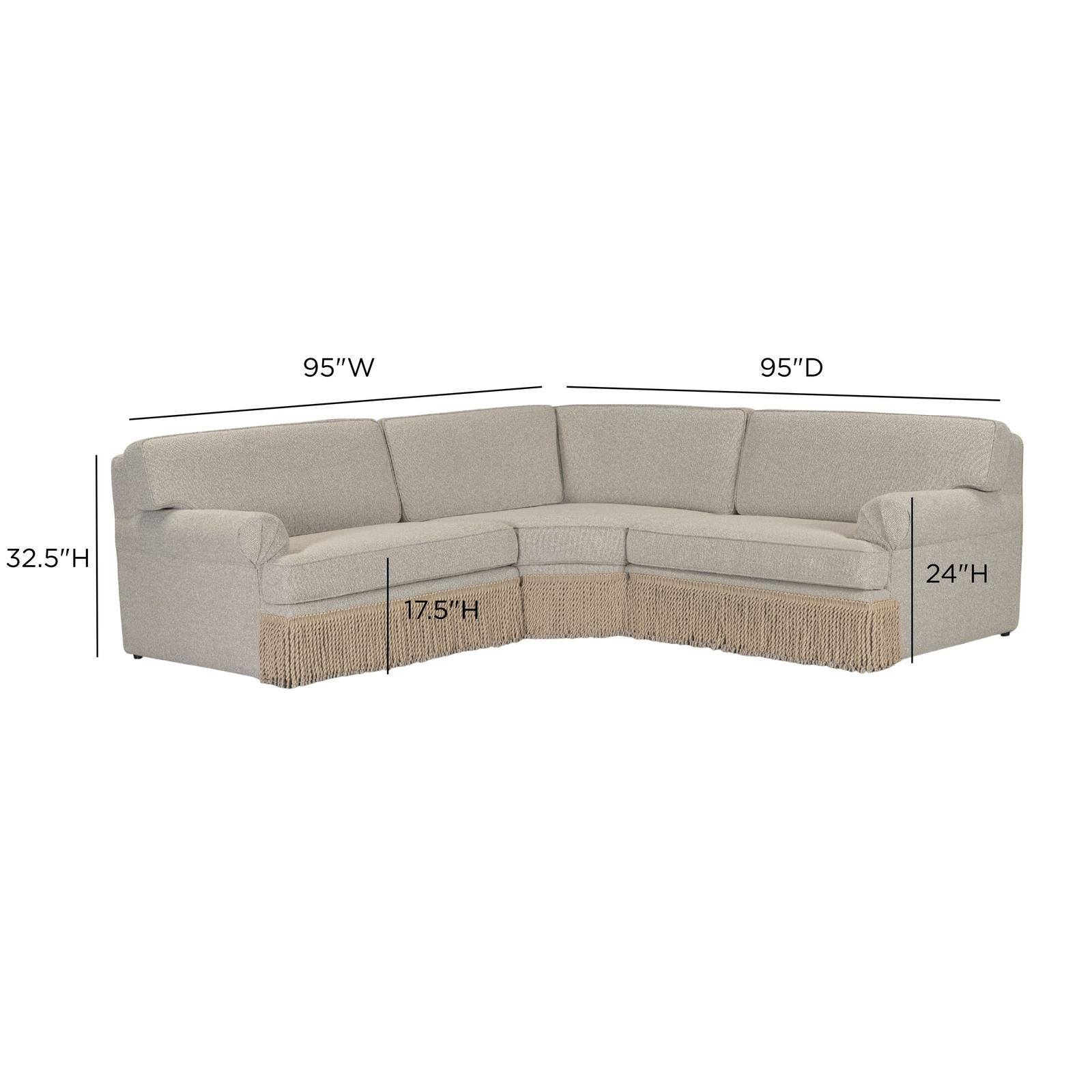 TOV Furniture Yvette 3-Piece Warm Grey Performance Boucle L-Sectional