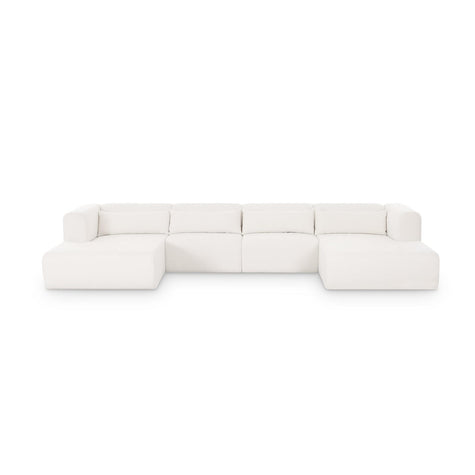 TOV Furniture Tarra 4-Piece Cream Performance Chenille Modular U-Sectional