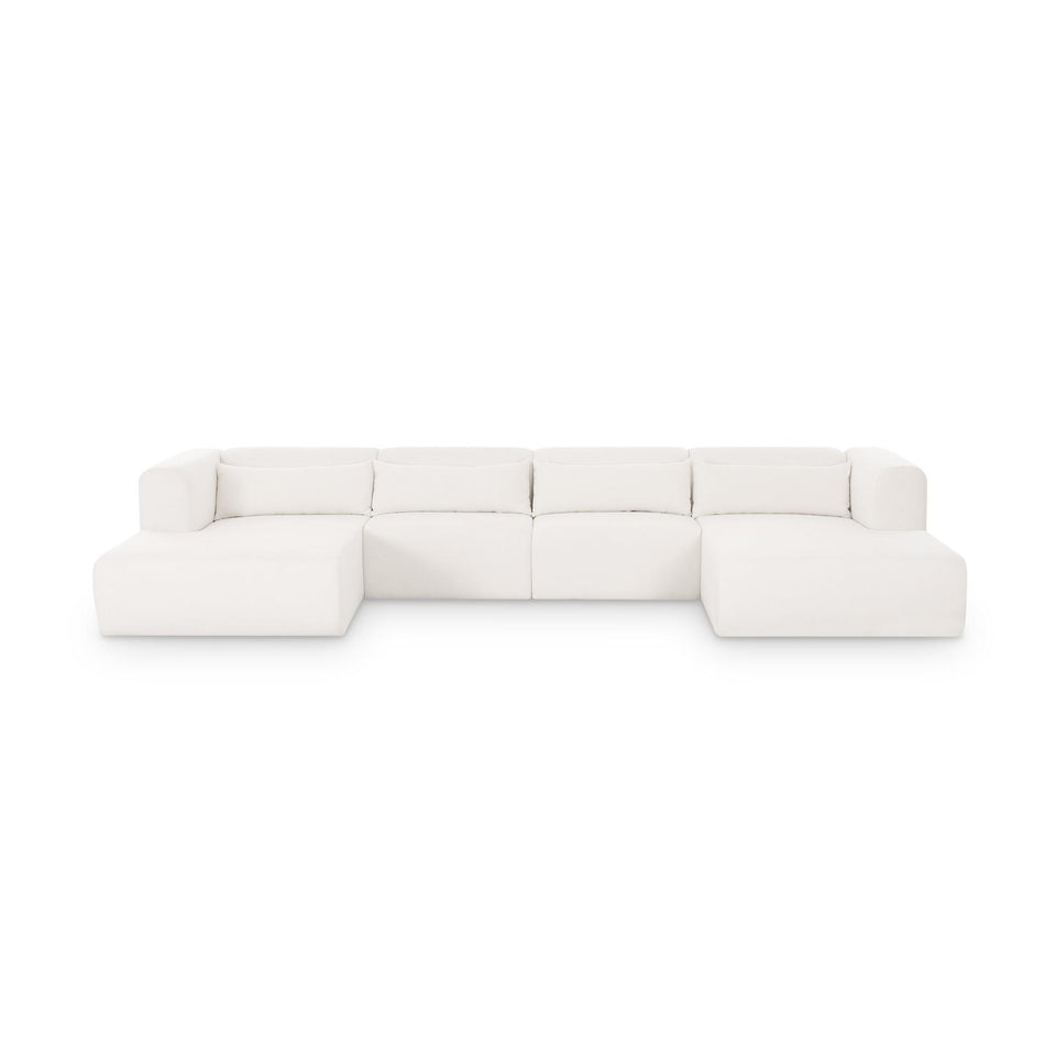 TOV Furniture Tarra 4-Piece Cream Performance Chenille Modular U-Sectional