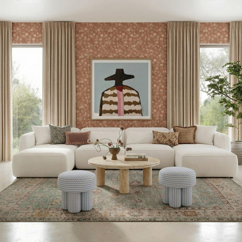 TOV Furniture Tarra 4-Piece Cream Performance Chenille Modular U-Sectional