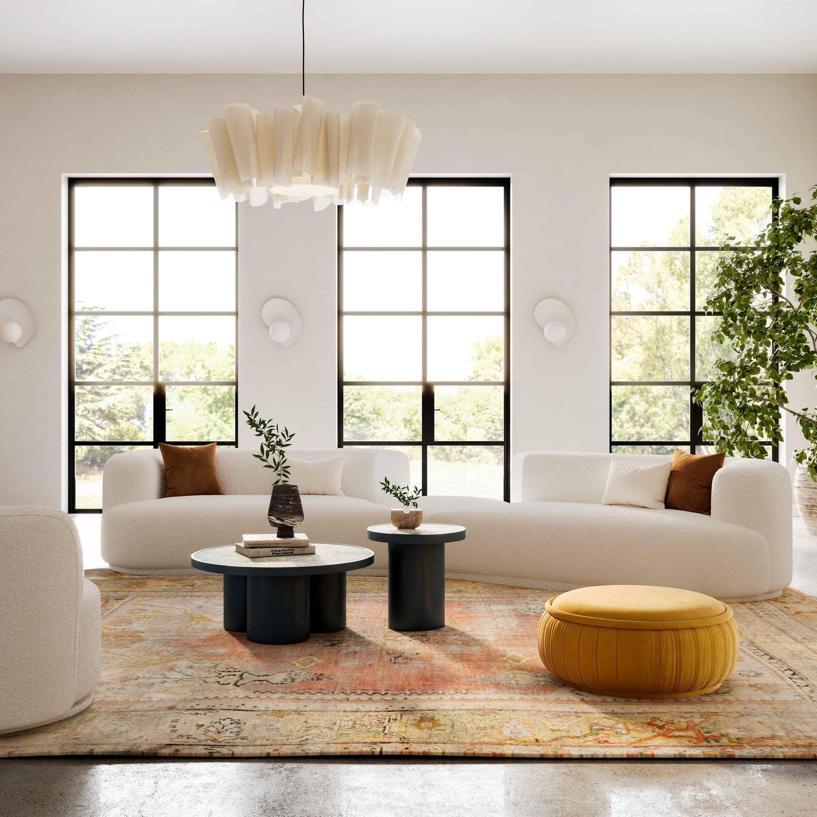 TOV Furniture Fickle Cream Boucle 3-Piece Modular Sectional