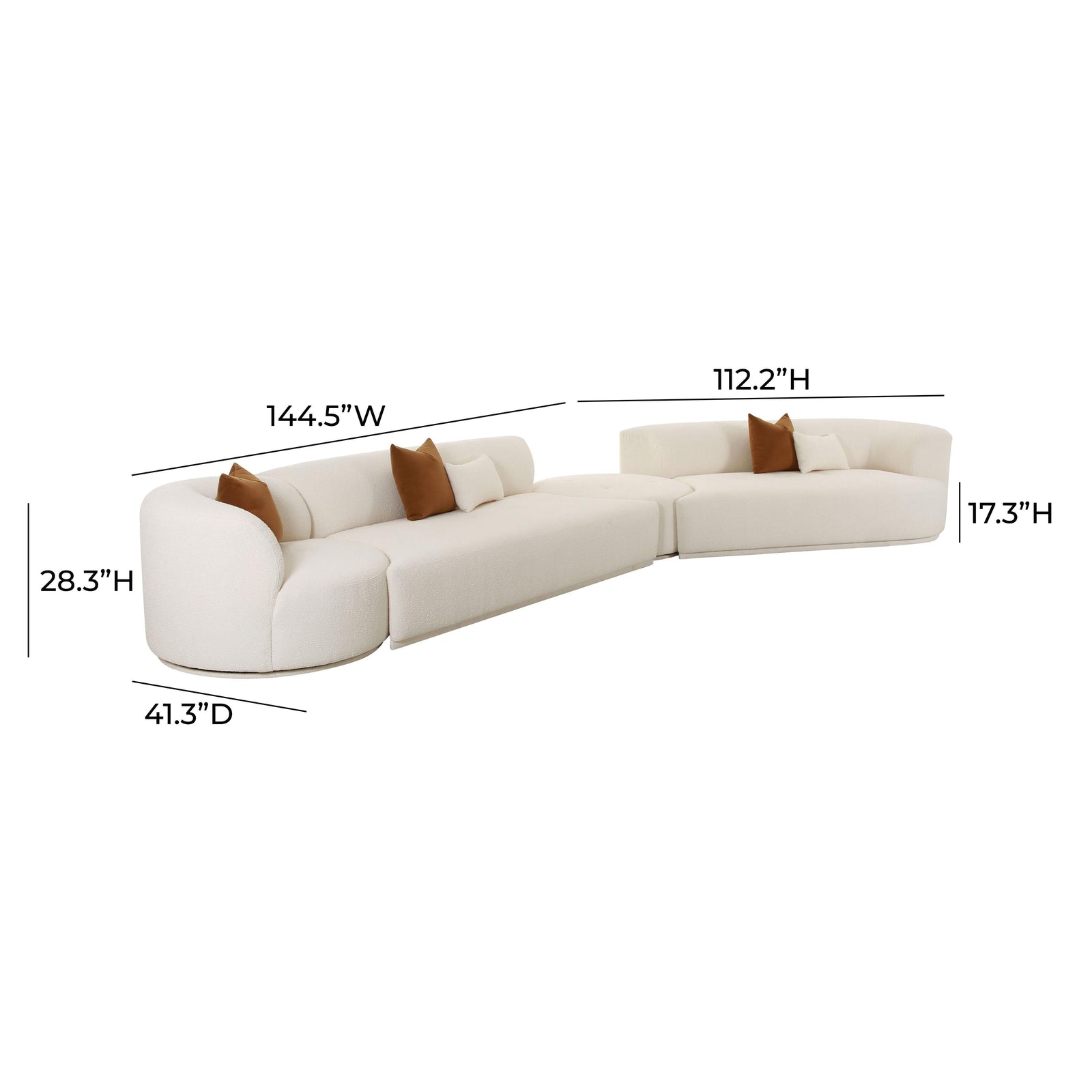 TOV Furniture Fickle Cream Boucle 4-Piece Modular Sectional
