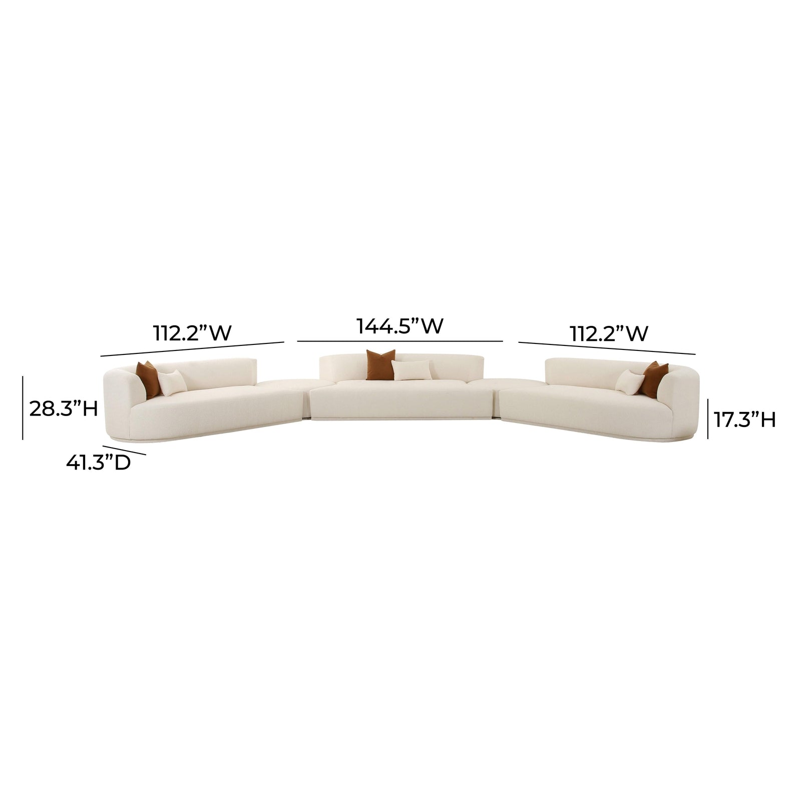 TOV Furniture Fickle Cream Boucle 5-Piece Modular Sectional