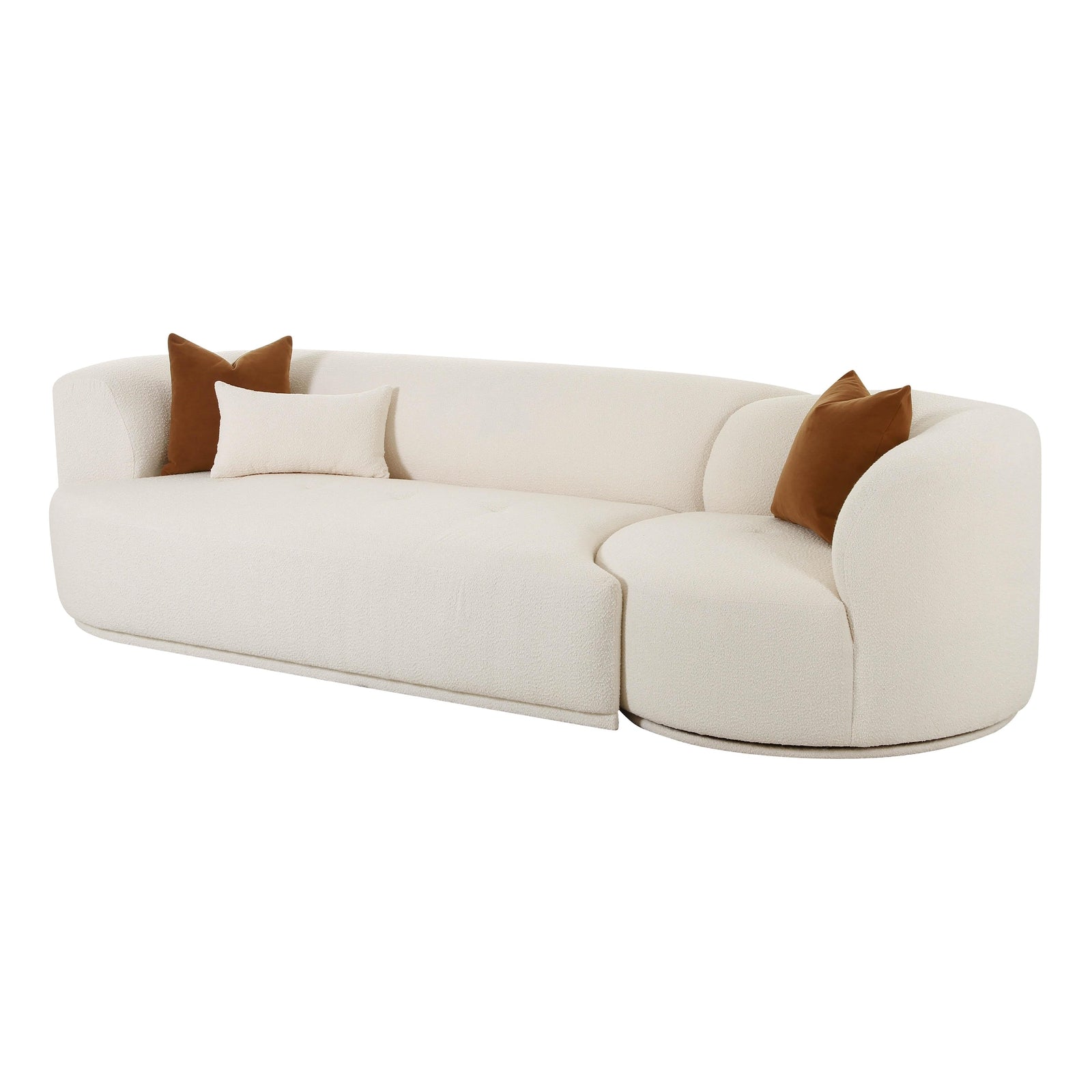 TOV Furniture Fickle Cream Boucle 2-Piece Modular Sofa