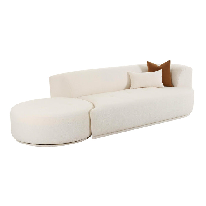 TOV Furniture Fickle Cream Boucle 2-Piece Chaise Modular Sofa