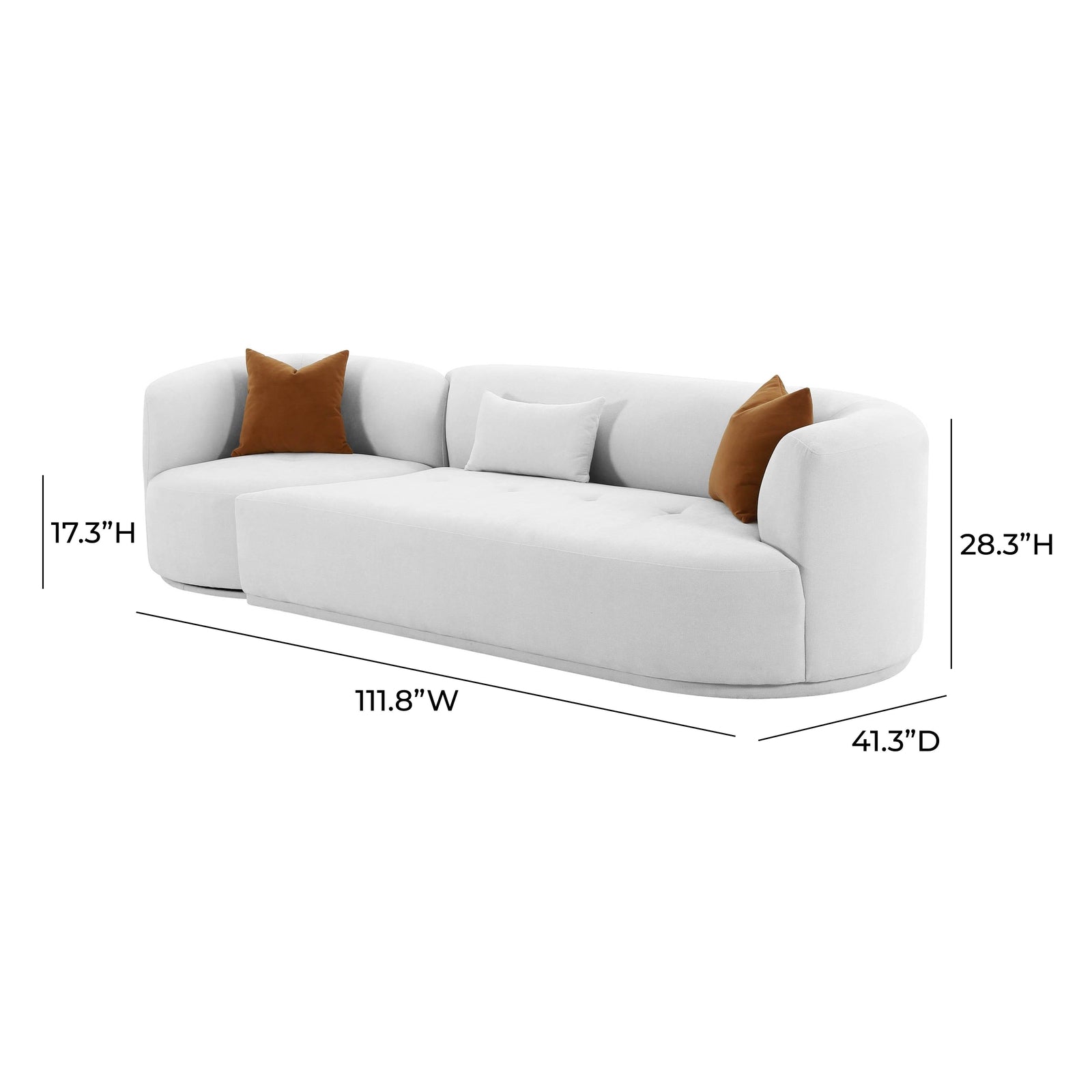 TOV Furniture Fickle Grey Velvet 2-Piece Modular Sofa