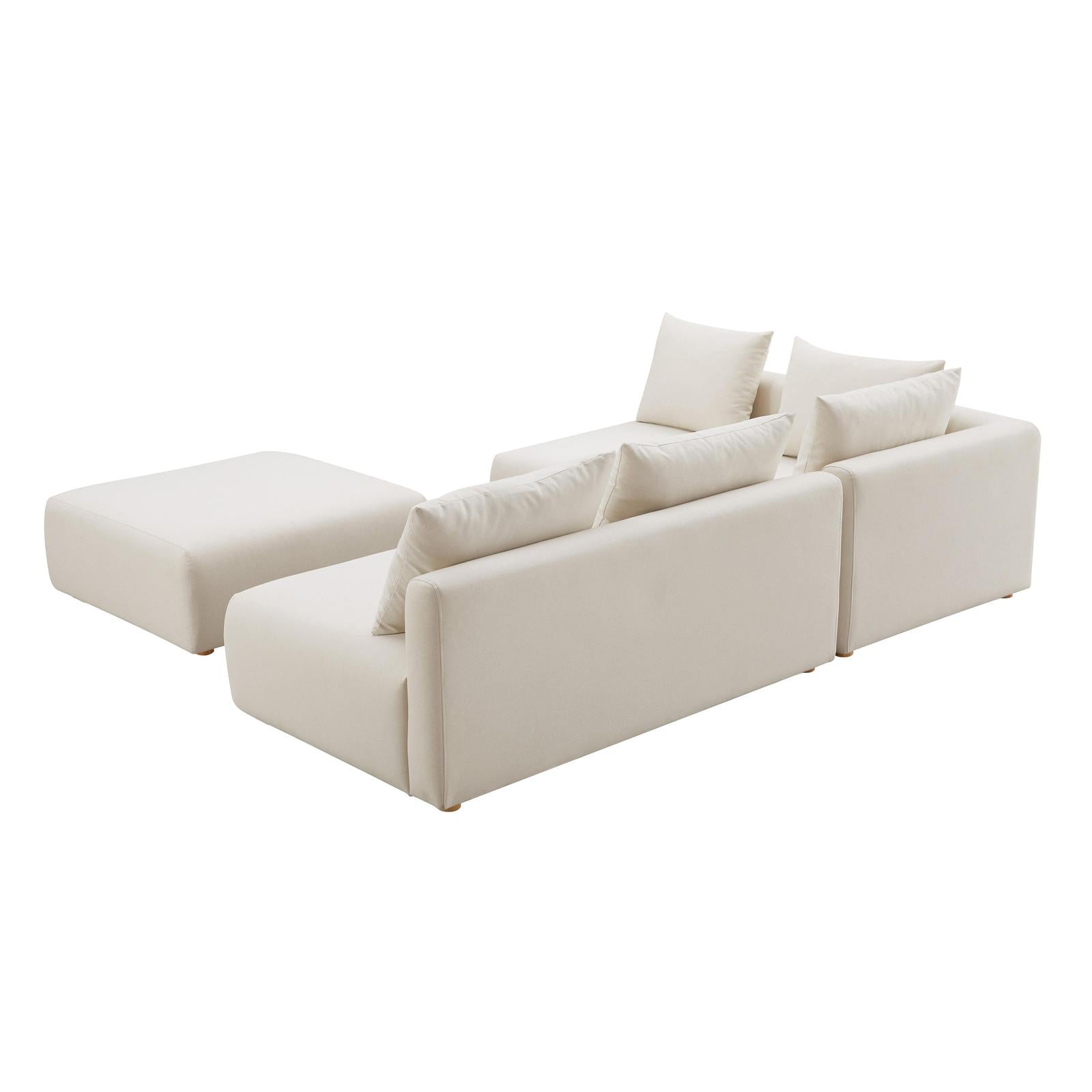 TOV Furniture Hangover Cream Linen 4-Piece Modular Chaise Sectional