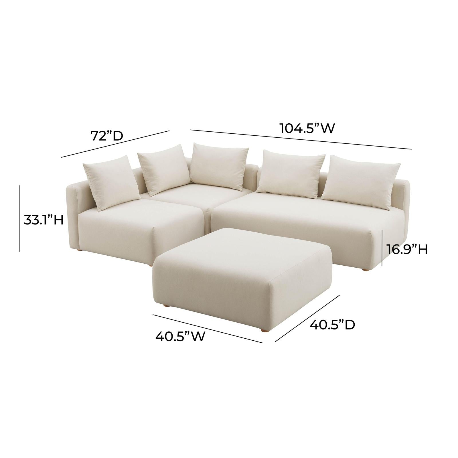 TOV Furniture Hangover 4-Piece Modular Chaise Sectional