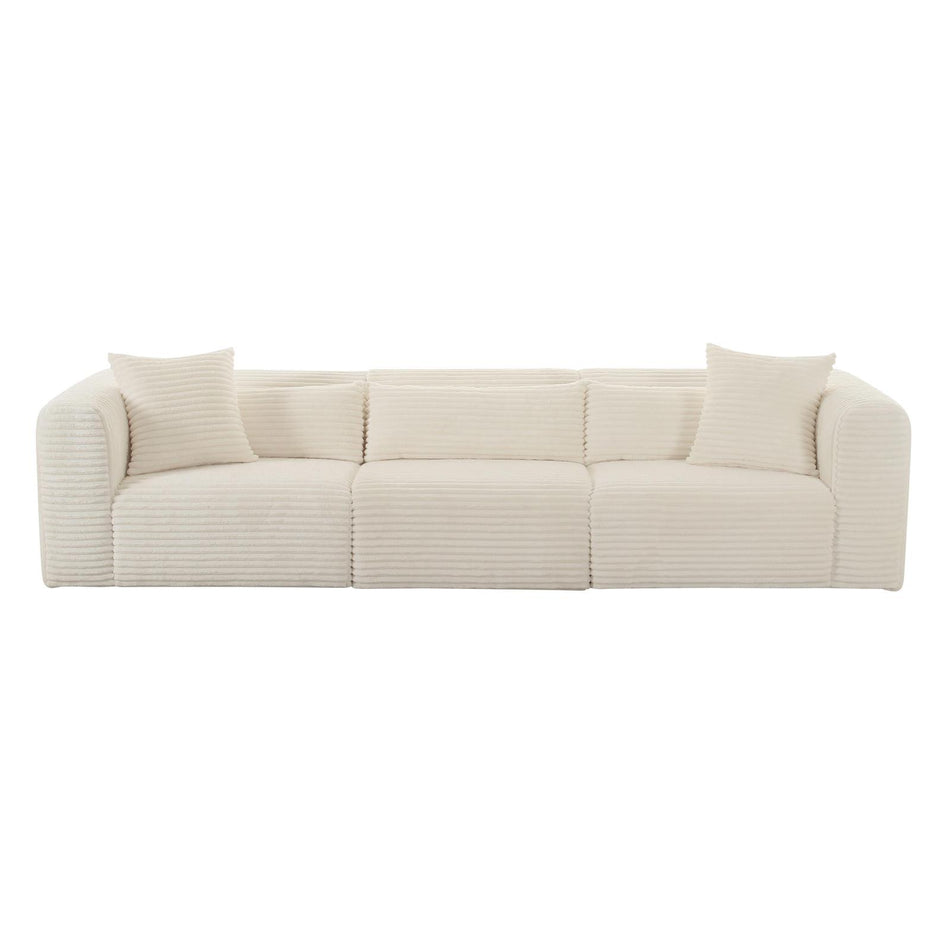 TOV Furniture Tarra Fluffy Oversized Cream Corduroy Modular Sofa