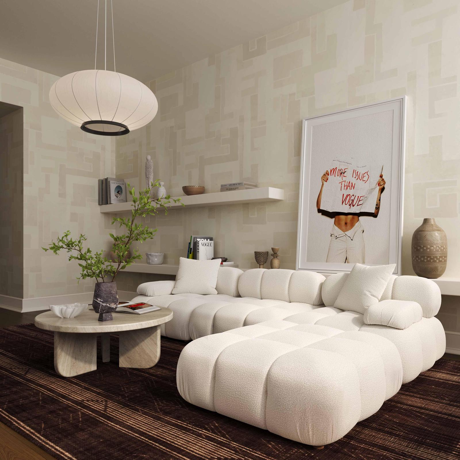 TOV Furniture Calliope Cream Vegan Shearling 4-piece Modular Sectional