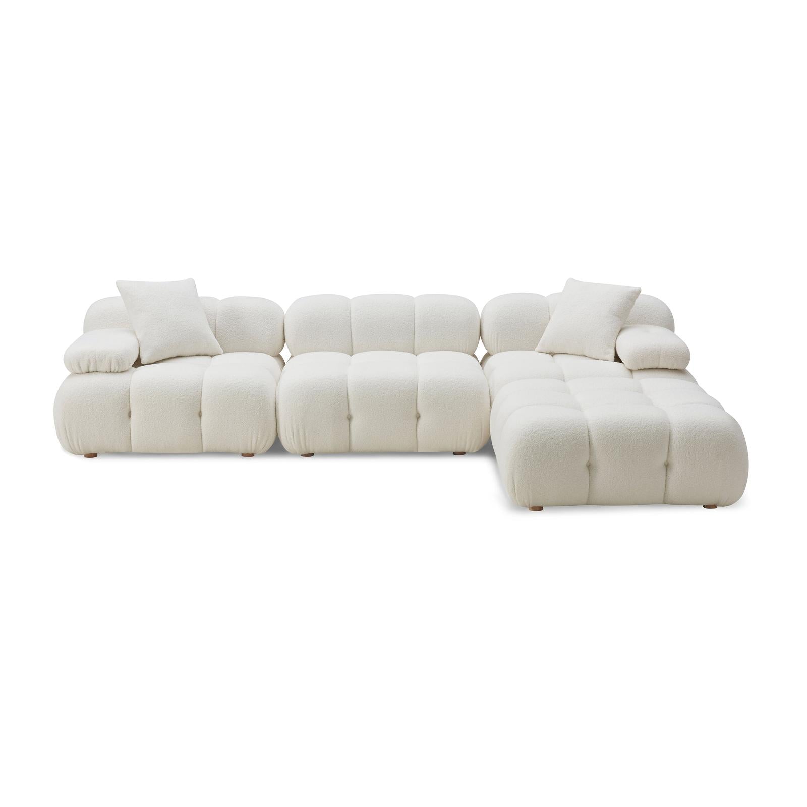 TOV Furniture Calliope Cream Vegan Shearling 4-piece Modular Sectional