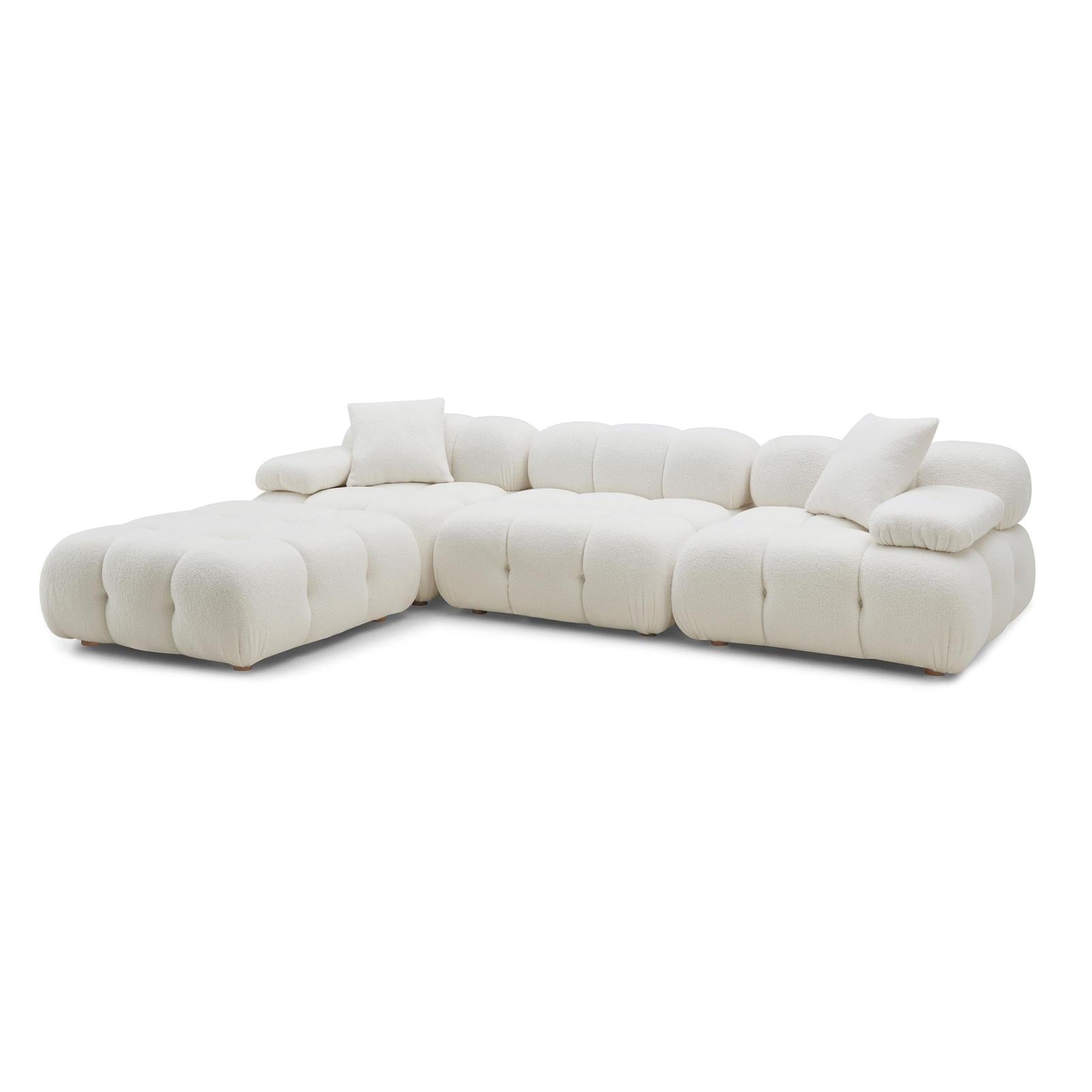 TOV Furniture Calliope Cream Vegan Shearling 4-piece Modular Sectional