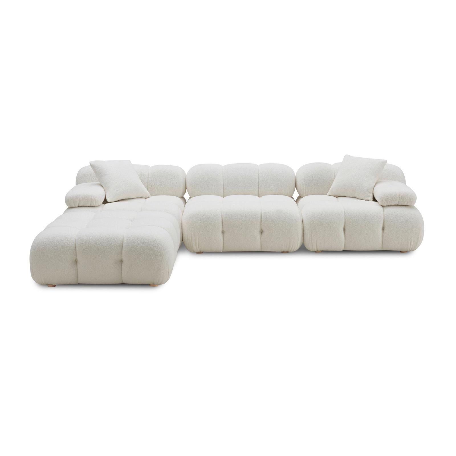 TOV Furniture Calliope Cream Vegan Shearling 4-piece Modular Sectional