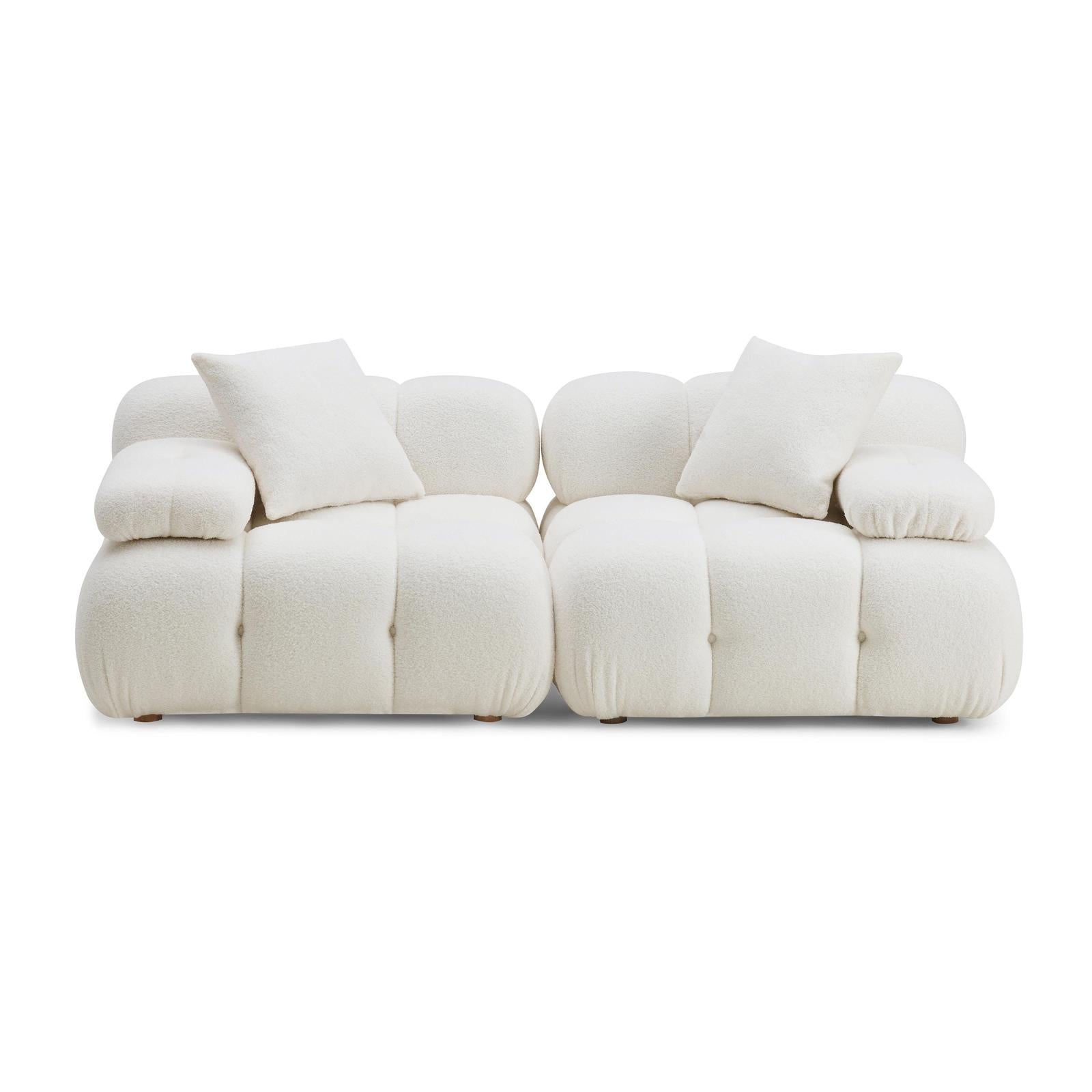 TOV Furniture Calliope Cream Vegan Shearling Modular Loveseat