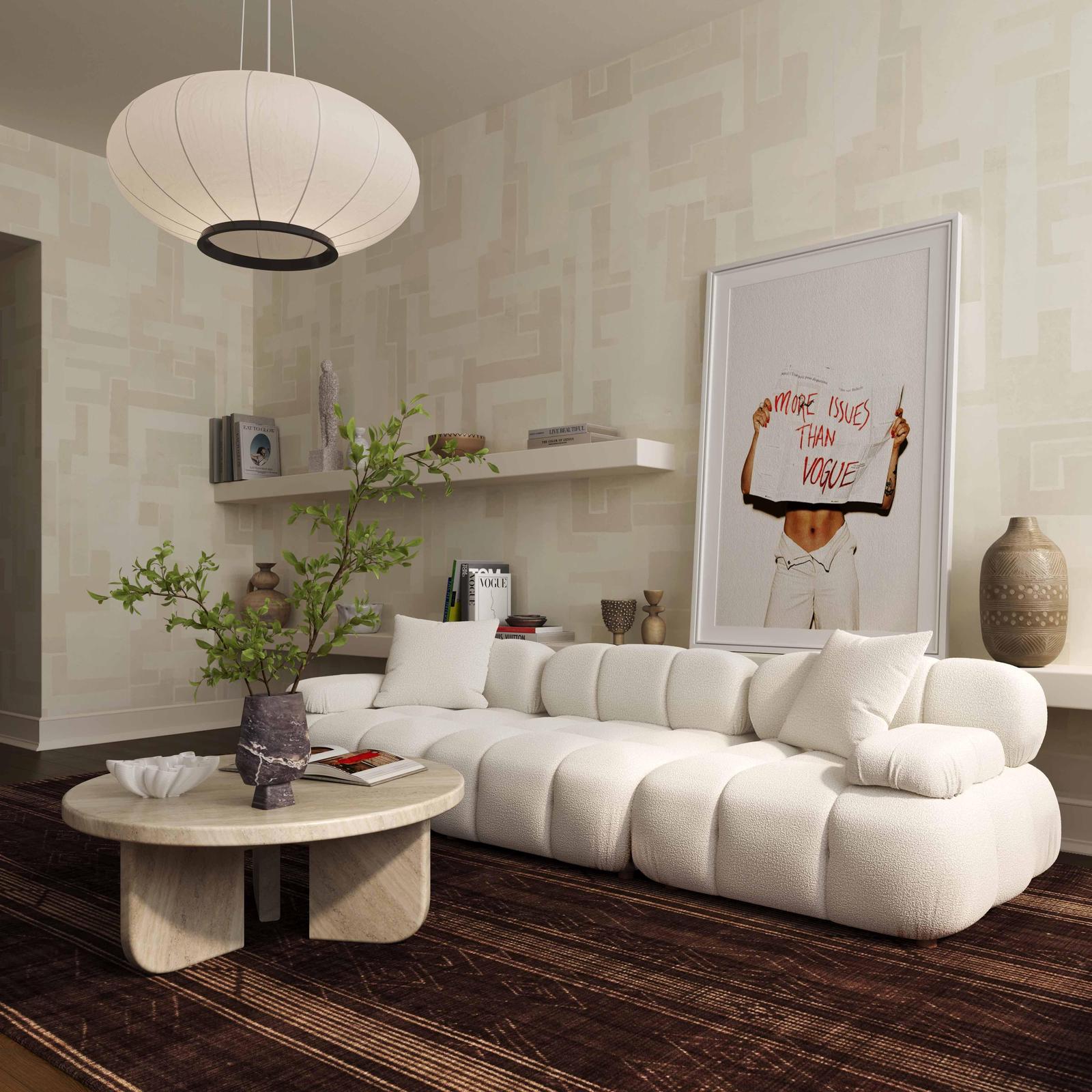 TOV Furniture Calliope Cream Vegan Shearling Modular Sofa