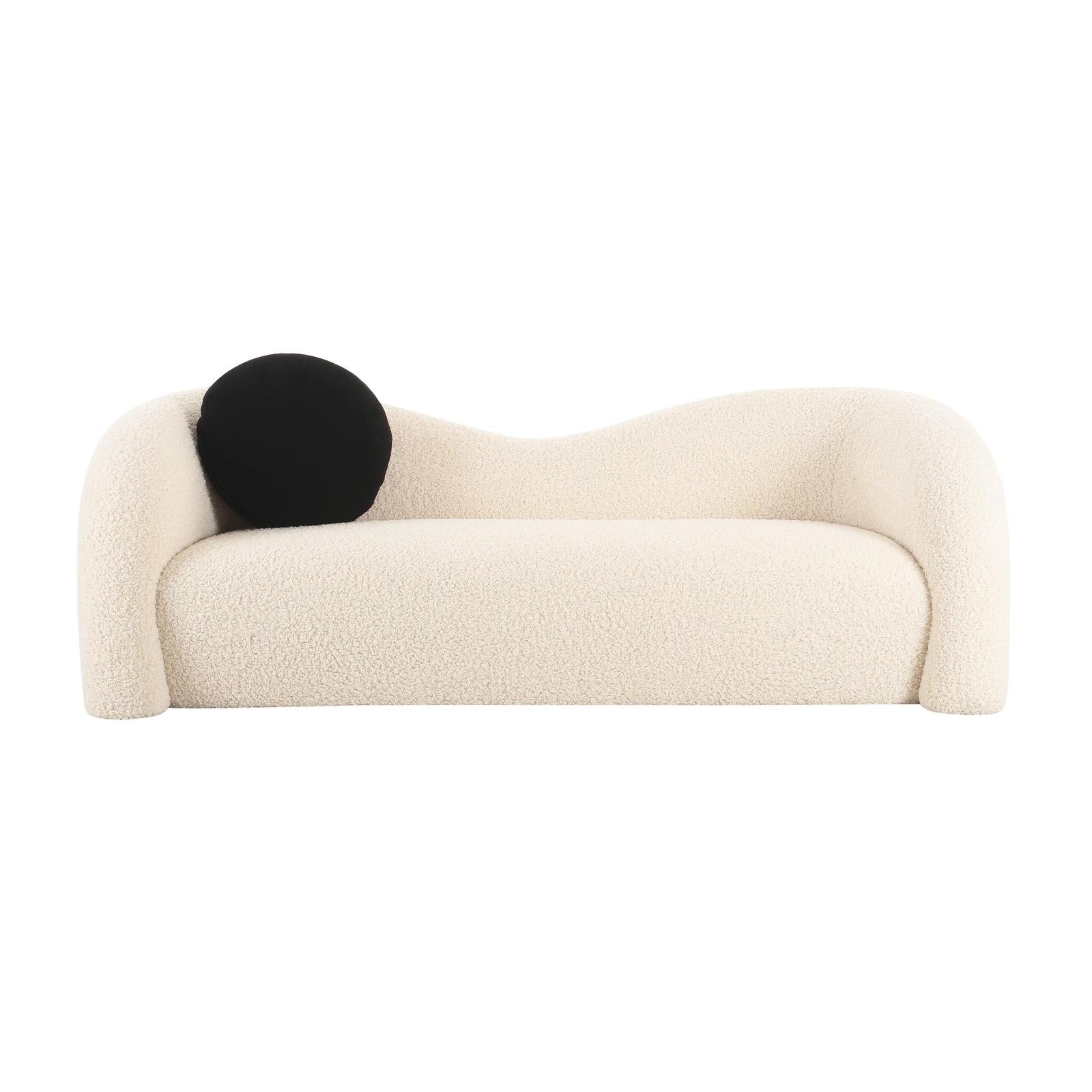 TOV Furniture Leonie Beige Faux Shearling 84 Inch Sofa