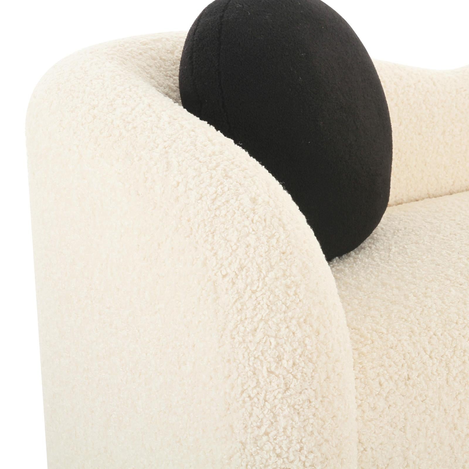 TOV Furniture Leonie Beige Faux Shearling 84 Inch Sofa