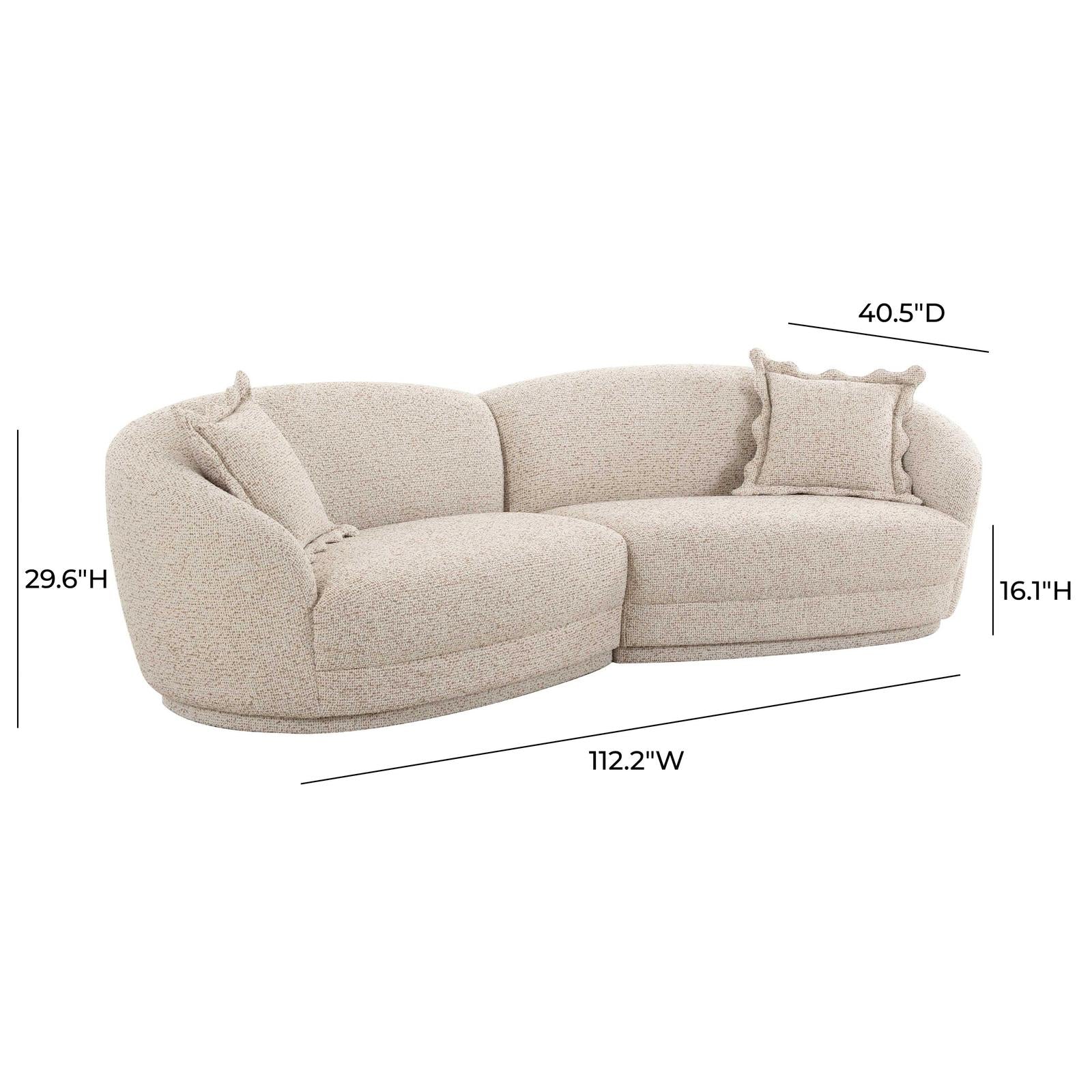 TOV Furniture Marion 2-Piece Two-Tone Textured Performance Boucle Sectional