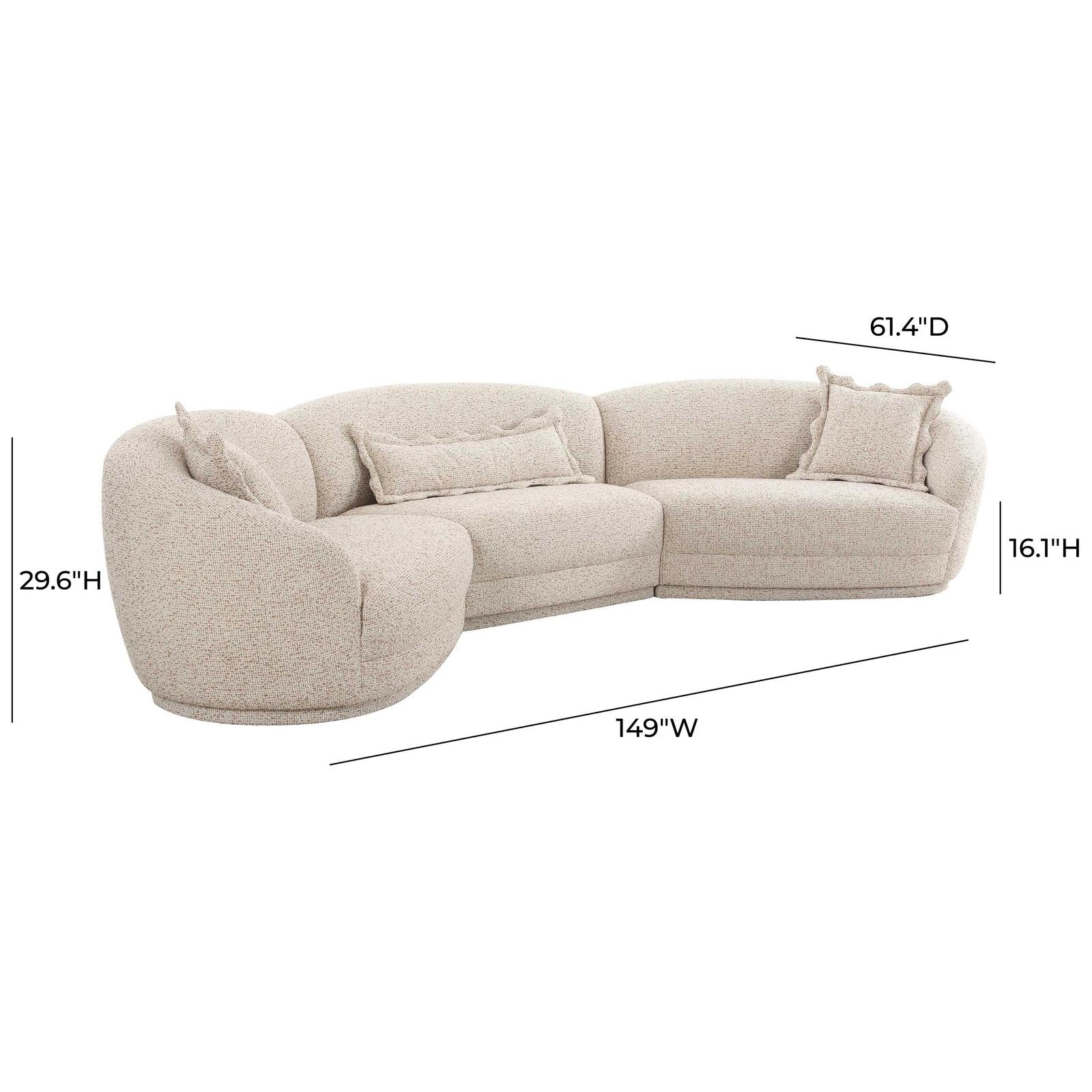 TOV Furniture Marion 3-Piece Two-Tone Textured Performance Boucle Sectional