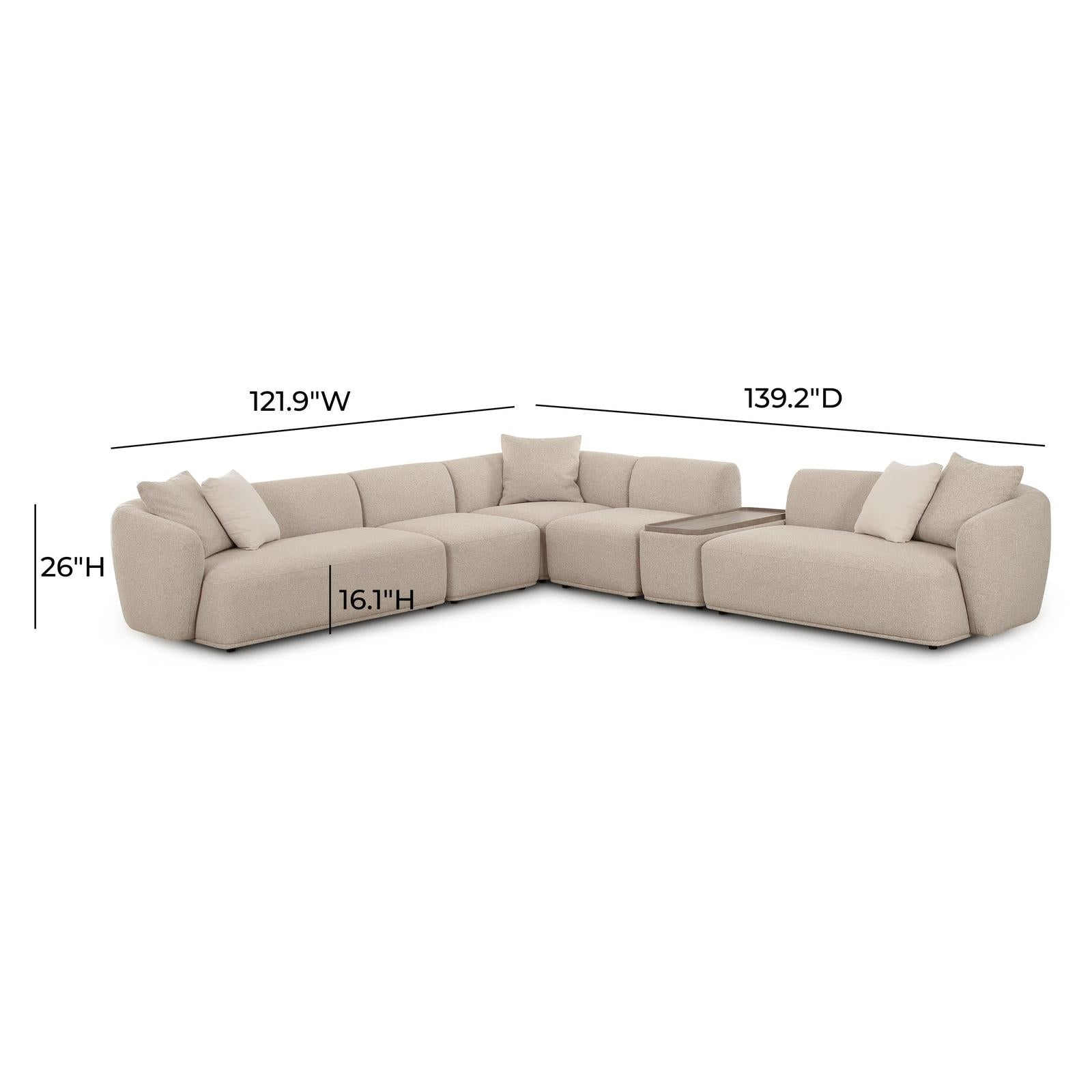 TOV Furniture Sylvie 6-Piece Cream Performance Boucle Large Sectional
