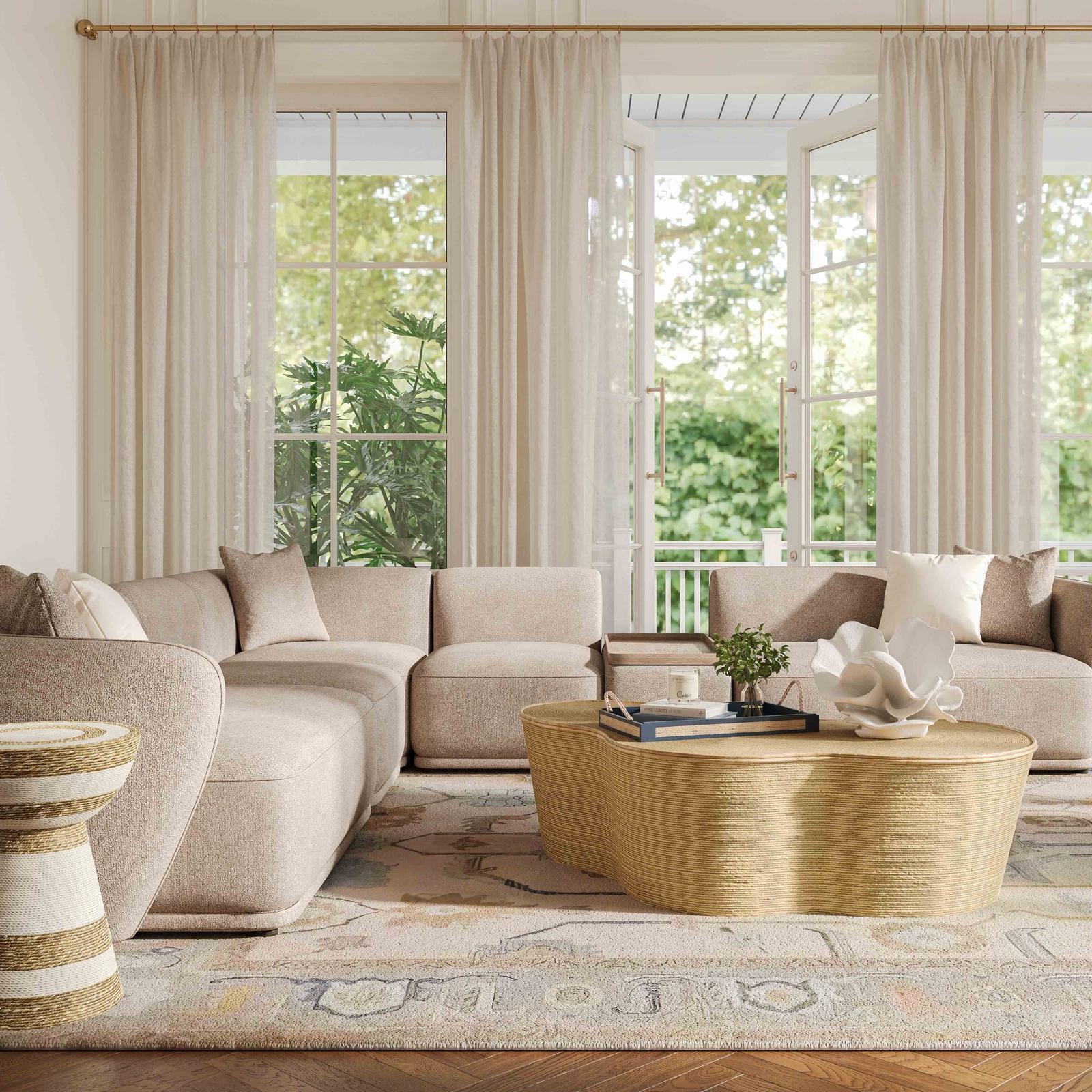 TOV Furniture Sylvie 6-Piece Cream Performance Boucle Large Sectional