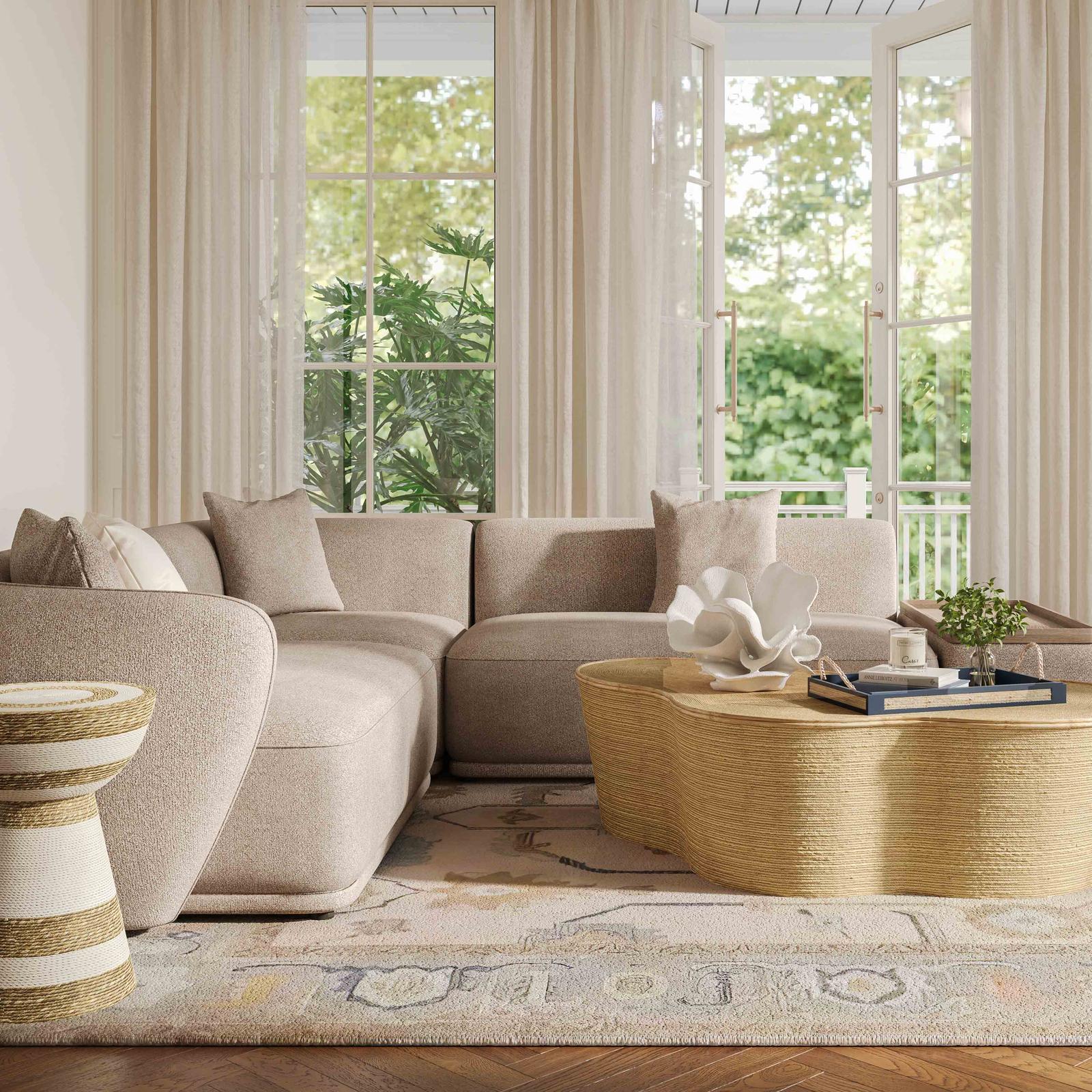 TOV Furniture Sylvie 4-Piece Cream Performance Boucle Chaise Sectional