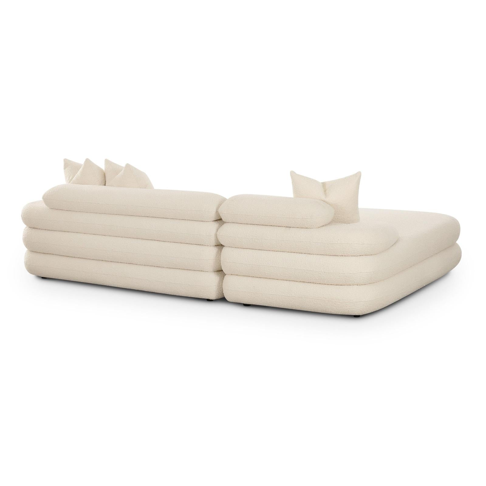 TOV Furniture Lulu 2-Piece Cream Performance Boucle L-Shaped Sectional